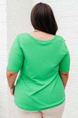 Fill Your Heart Scoop Neck Top in Kelly Green