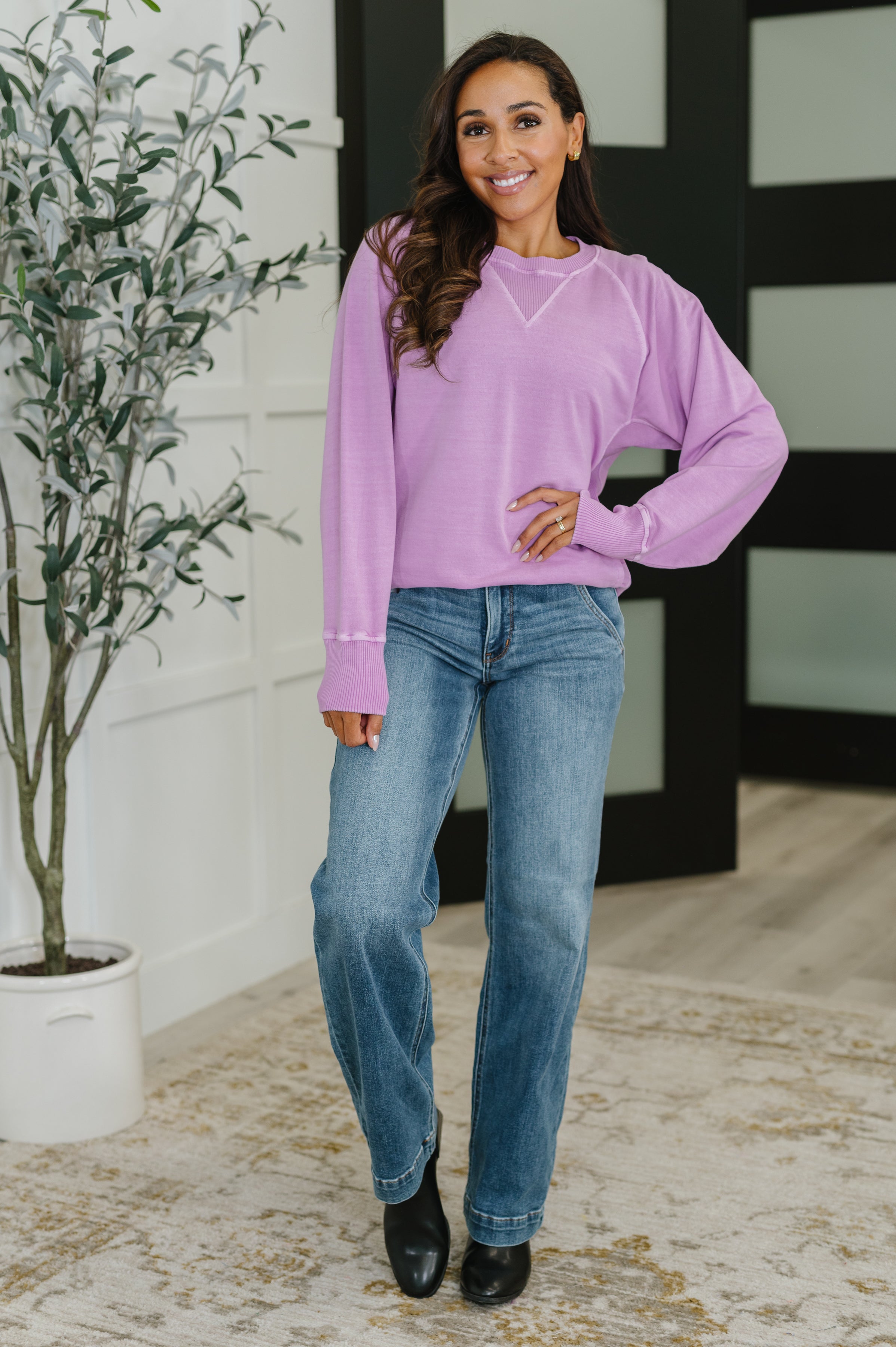 For the Experience Relaxed Cotton Pullover in Lavender