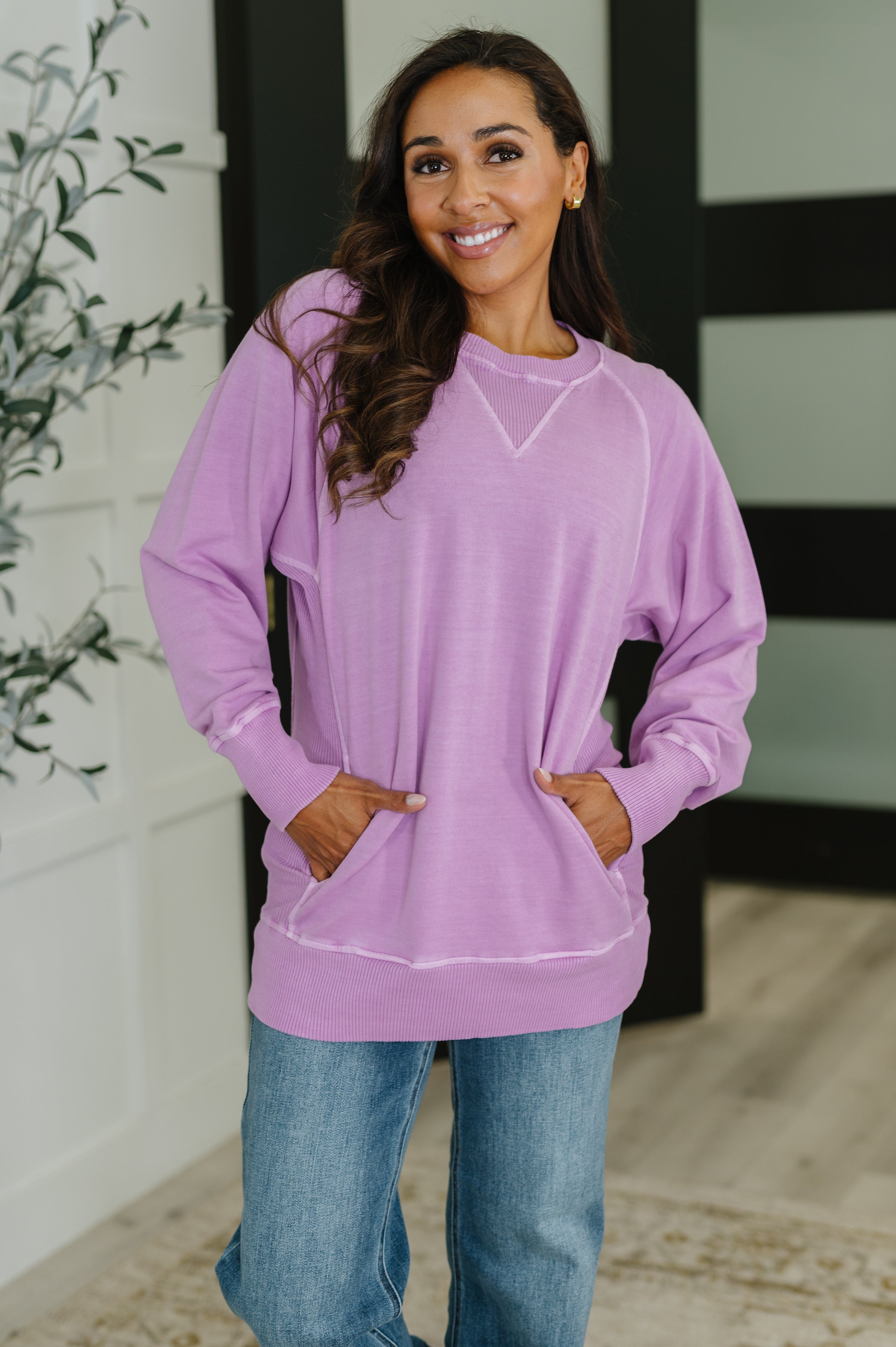 For the Experience Relaxed Cotton Pullover in Lavender