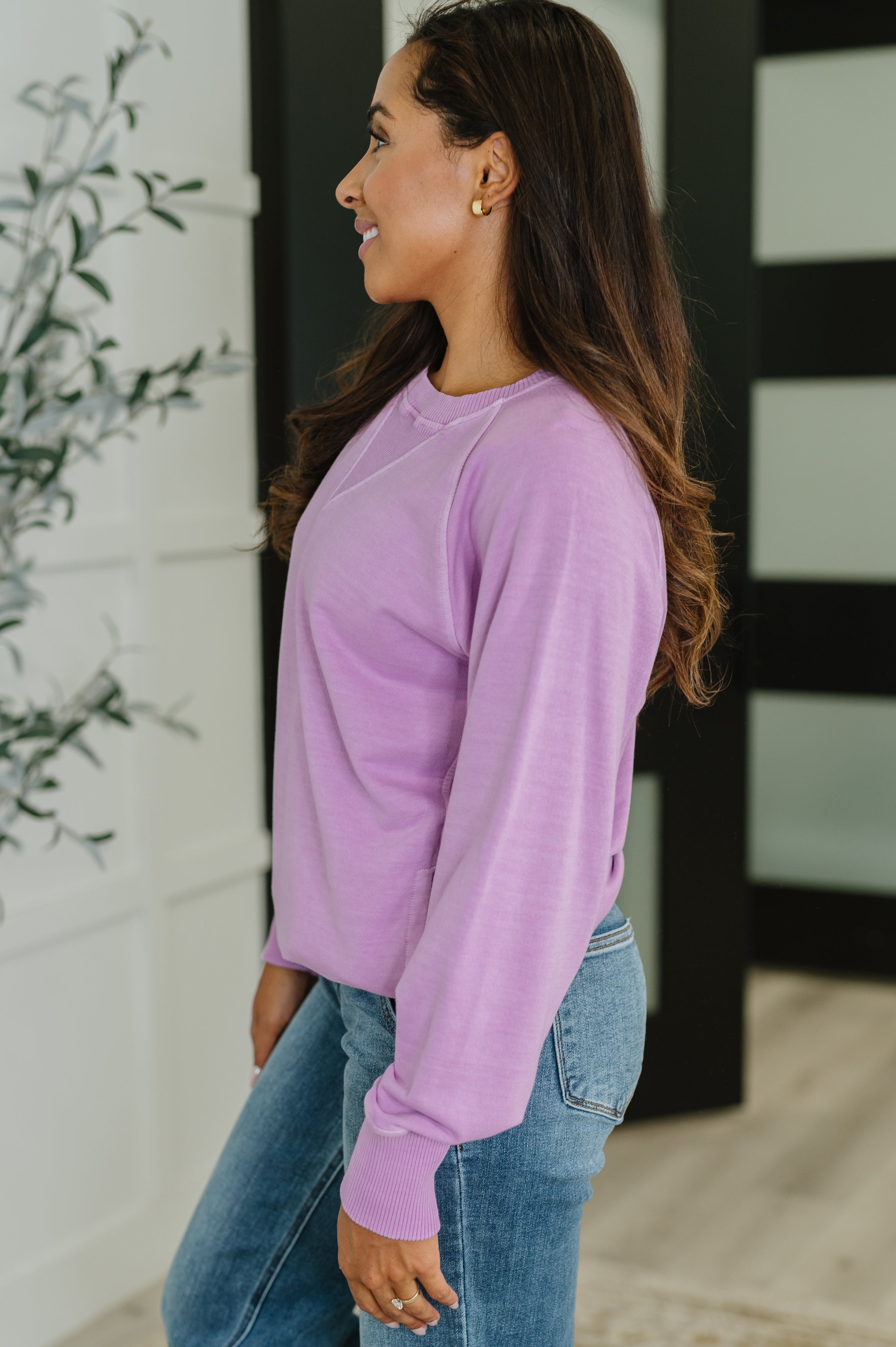 For the Experience Relaxed Cotton Pullover in Lavender