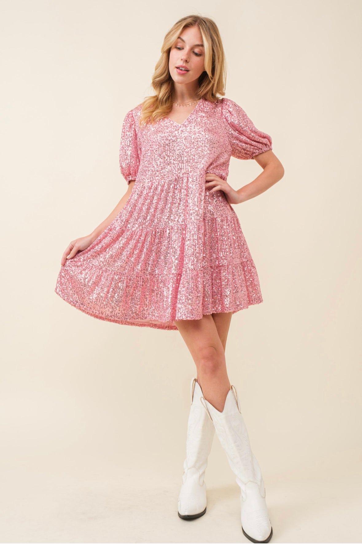 Sequin Dress Swifty Lover Era In Pink Sparkle -SALE-