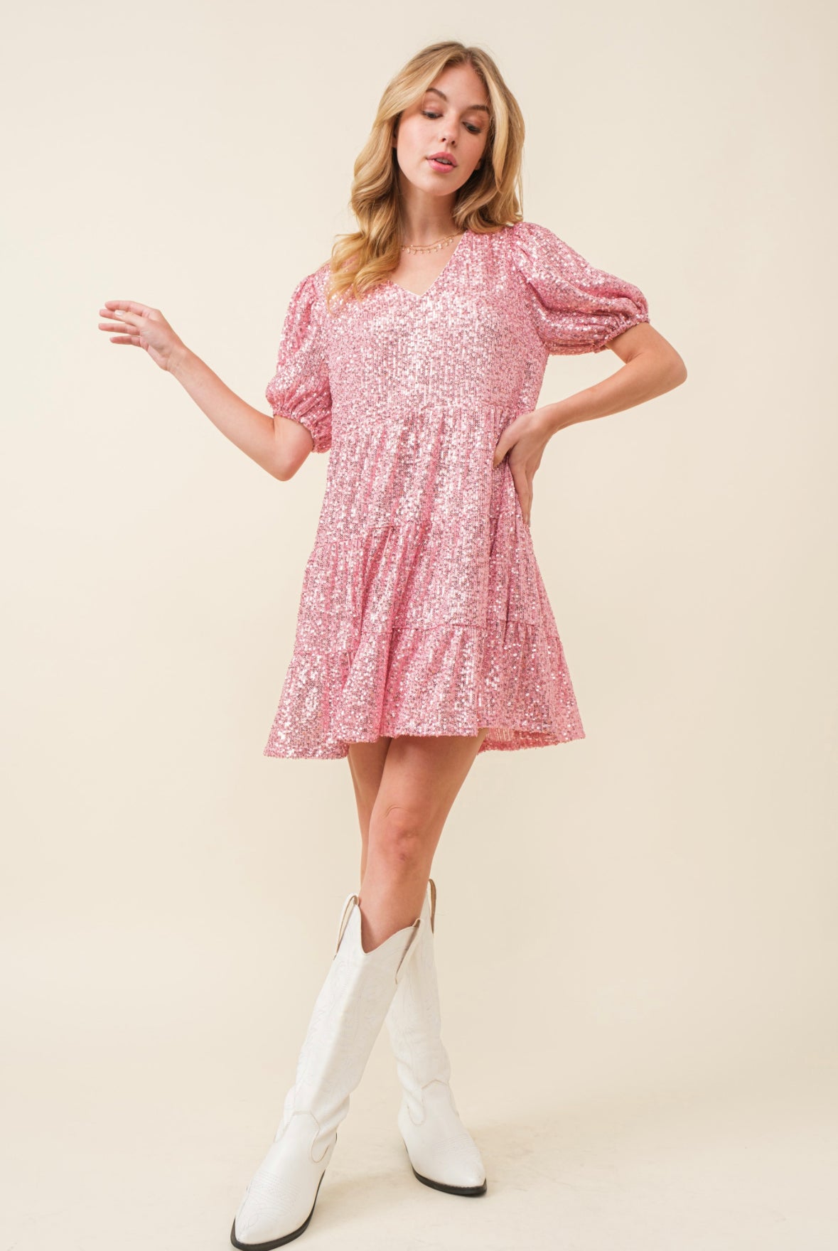 Sequin Dress Swifty Lover Era In Pink Sparkle -Sale-