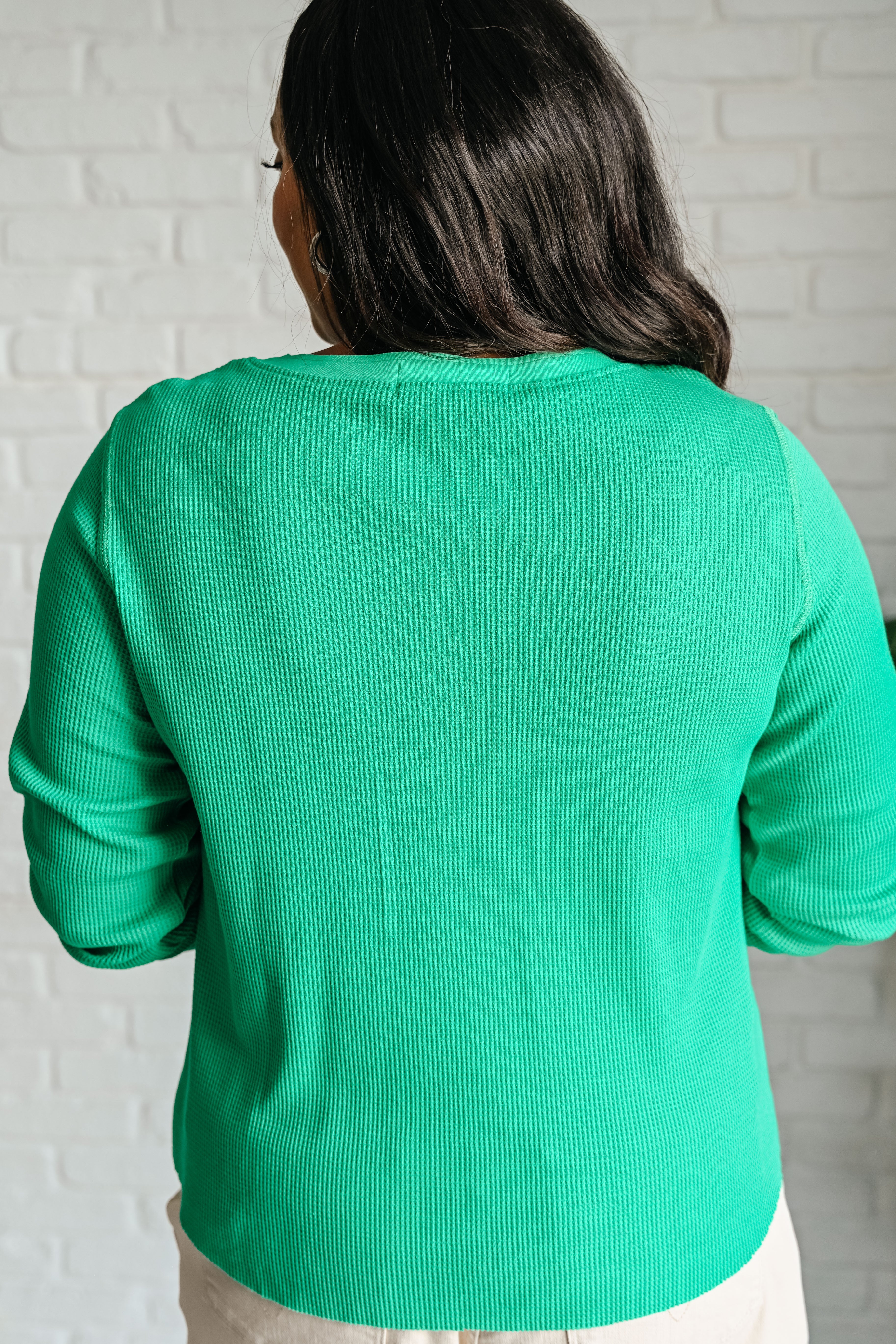 Jade Waffle Knit Henley