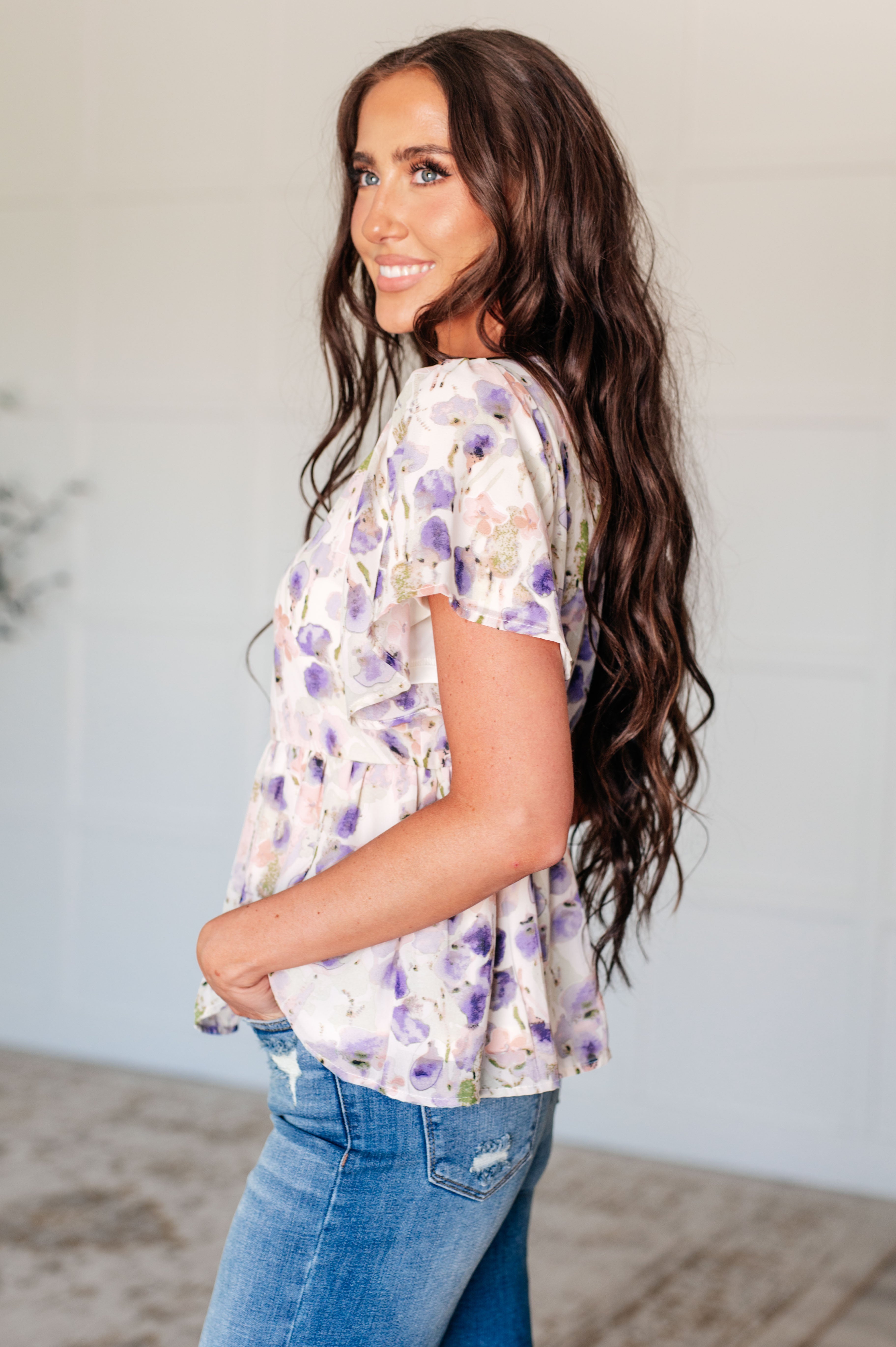 Violet Enchantment Square Neck Blouse