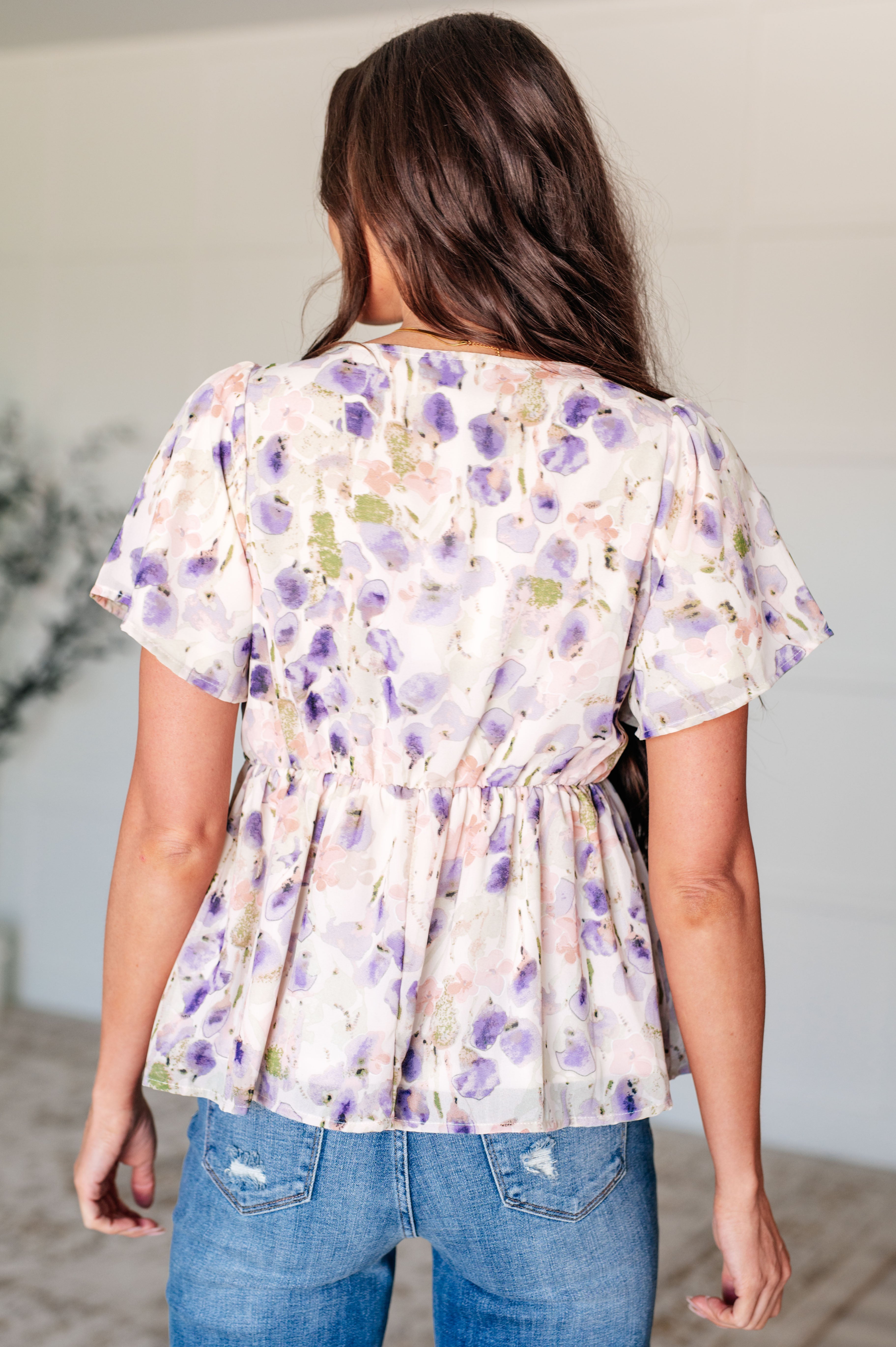 Violet Enchantment Square Neck Blouse