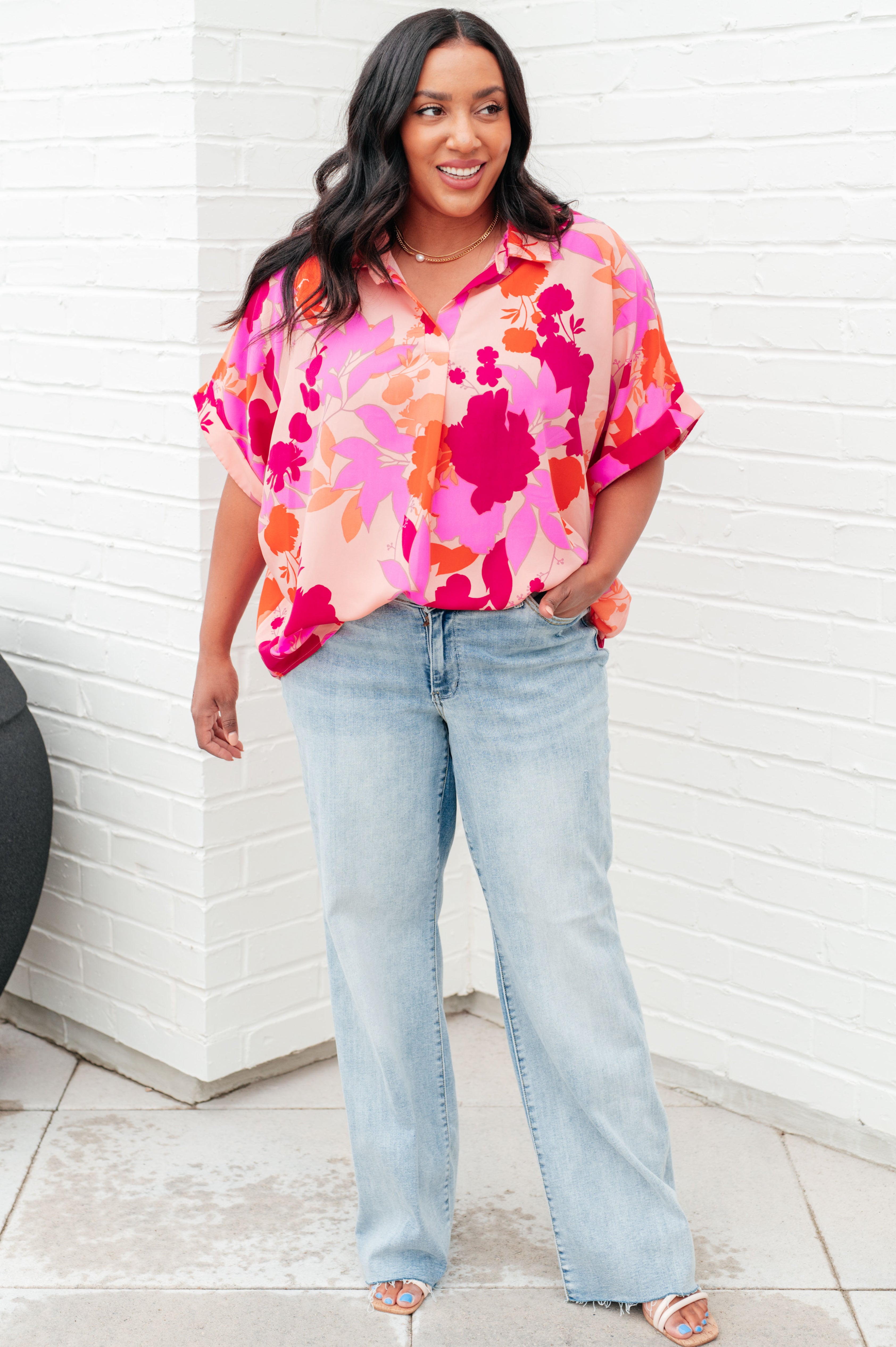 Tropical Vibes Relaxed Satin Blouse