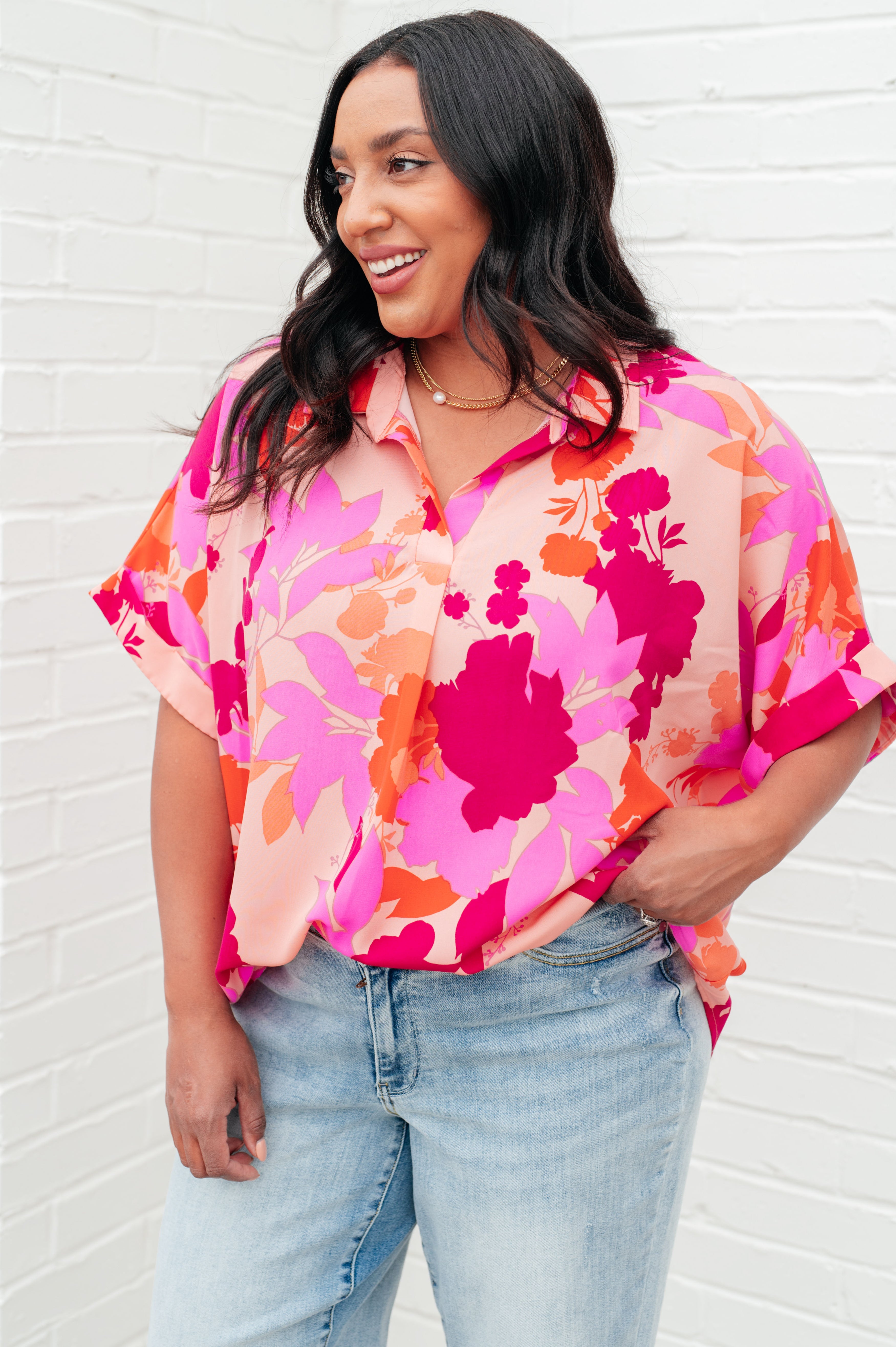 Tropical Vibes Relaxed Satin Blouse