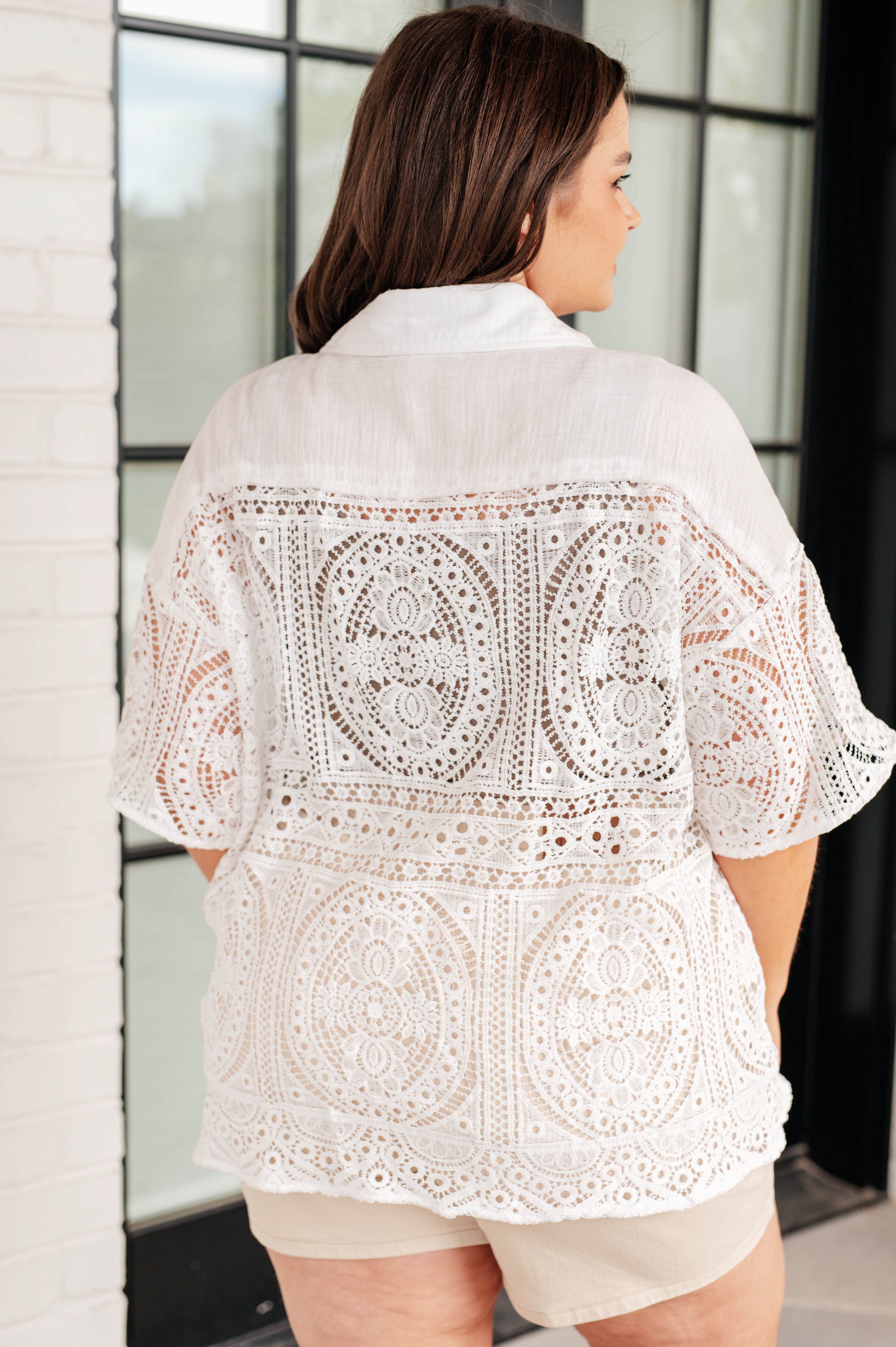 Head in the Clouds Lace Button Down Kimono Top