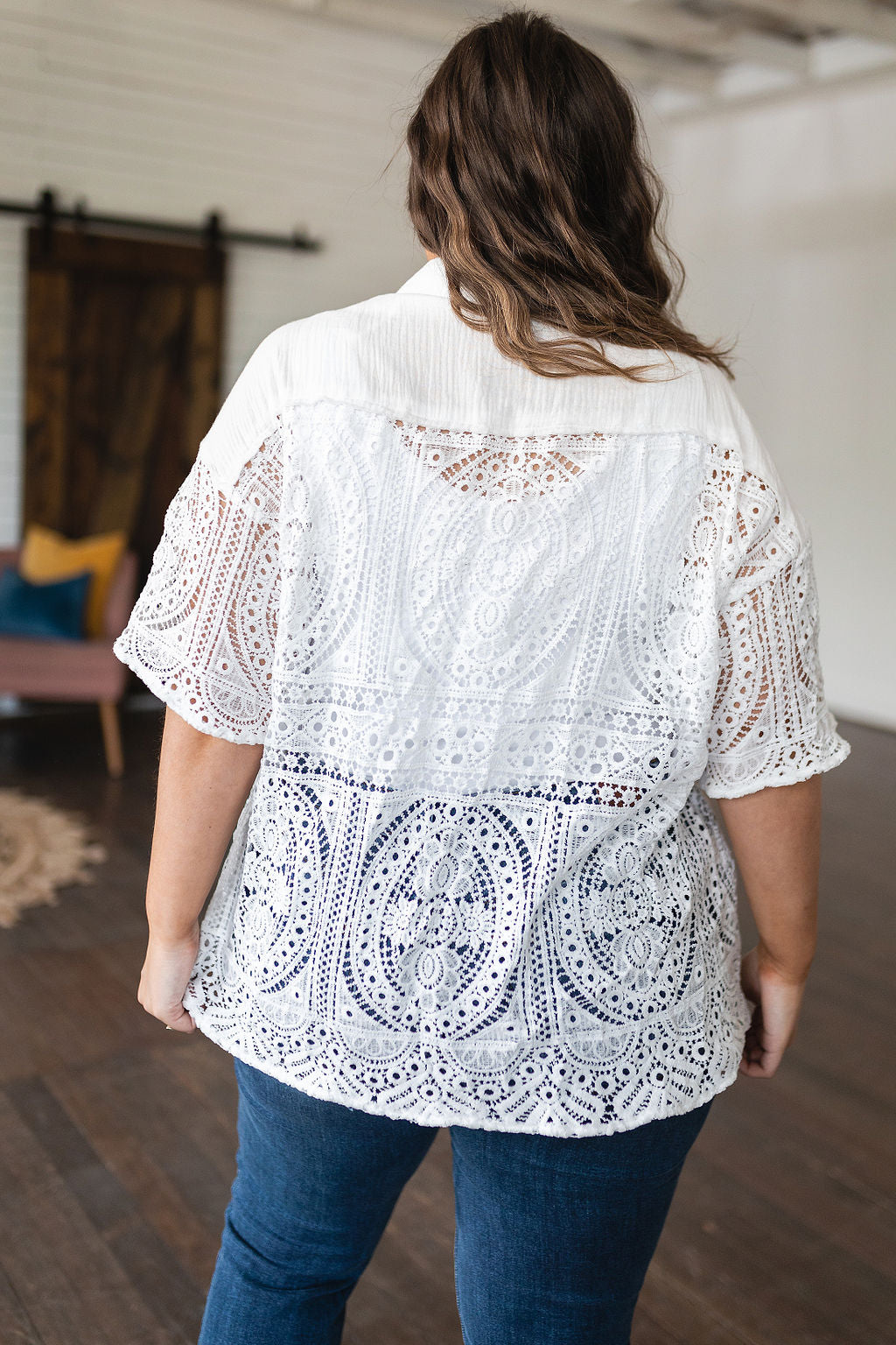 Head in the Clouds Lace Button Down Kimono Top