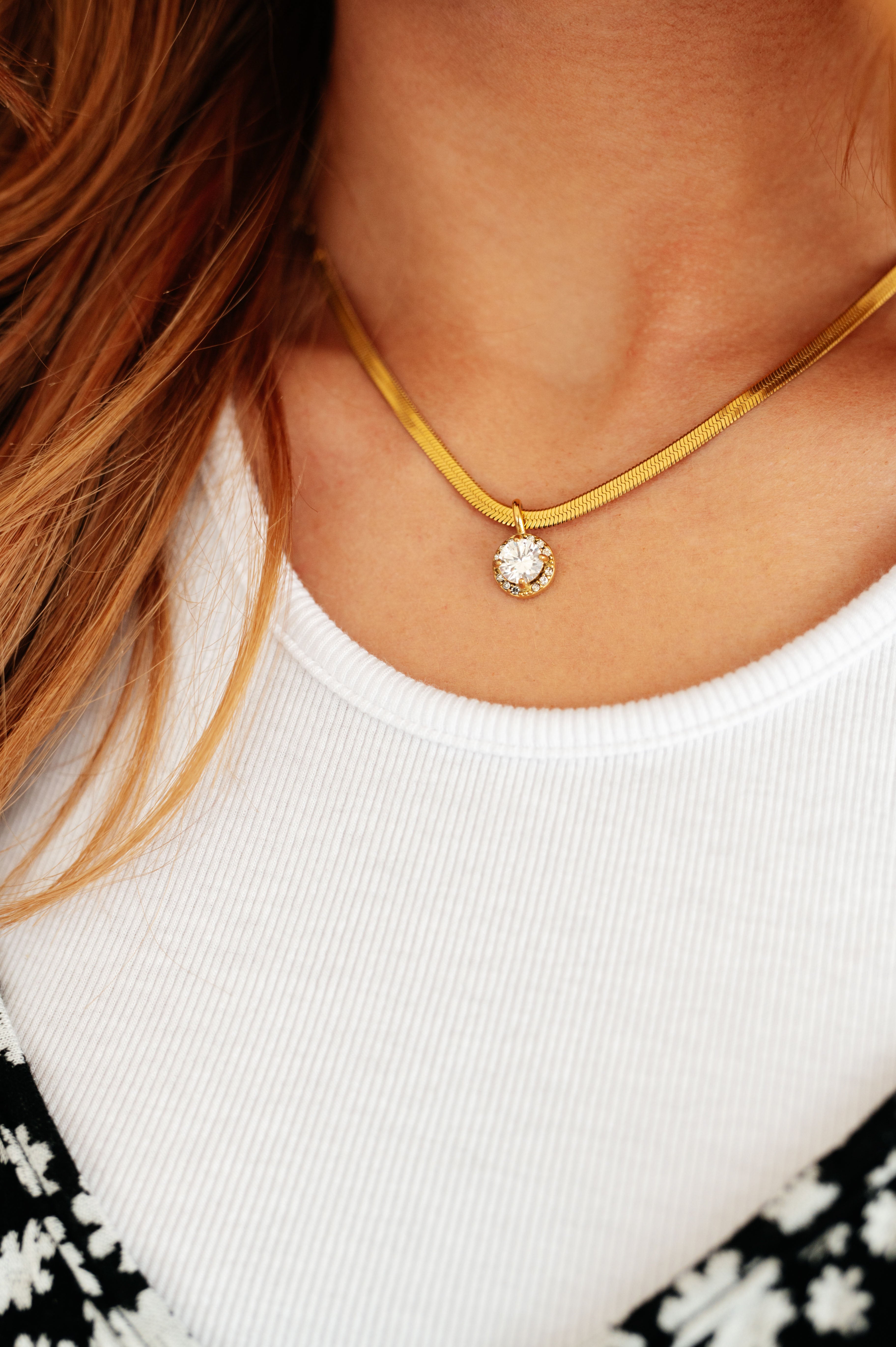 18K Gold Here to Shine Gold Plated Necklace in White