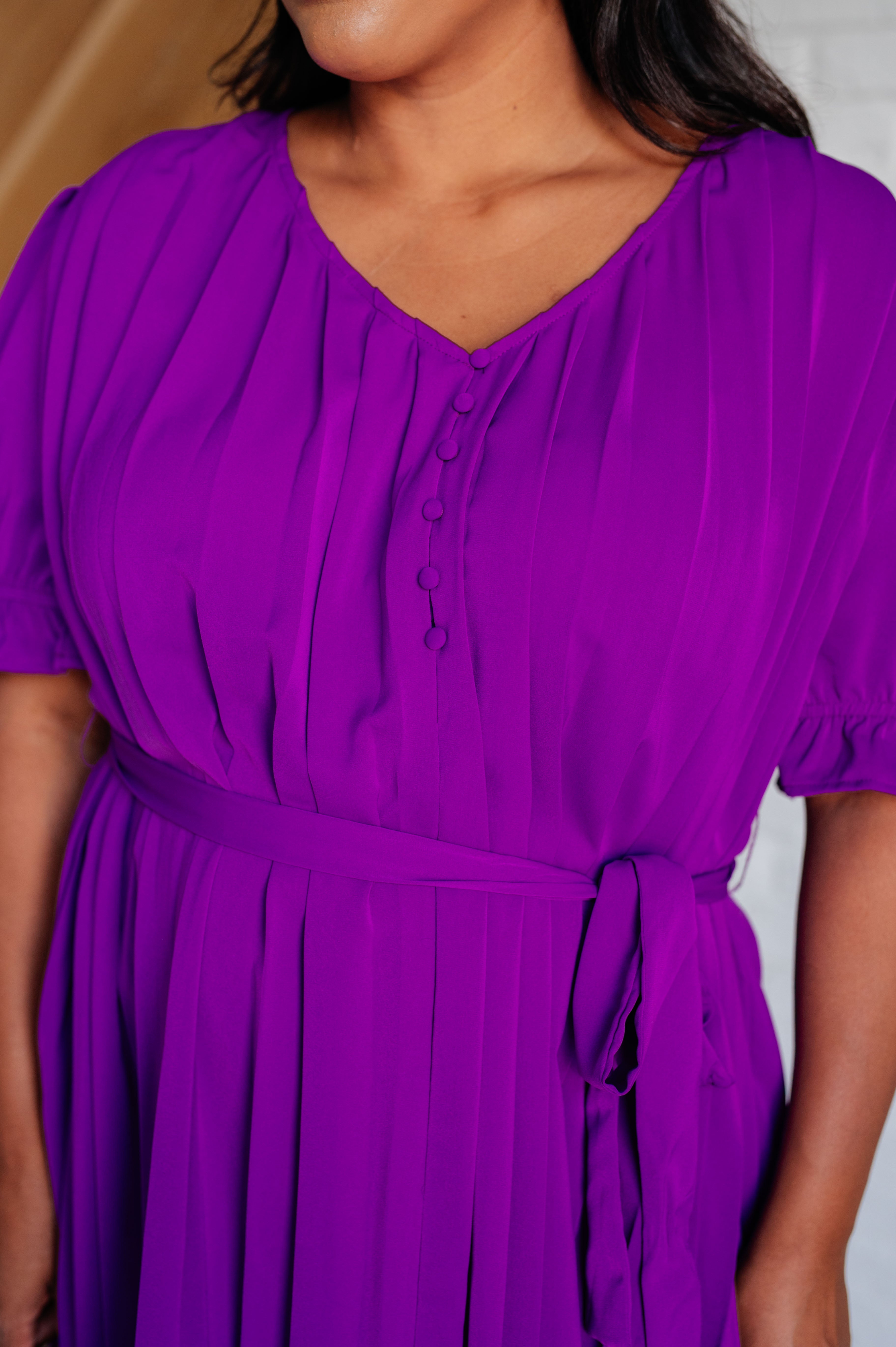 Violet Pleated Dress