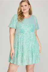 Taylor Swift Sequin Dress in Teal Blue