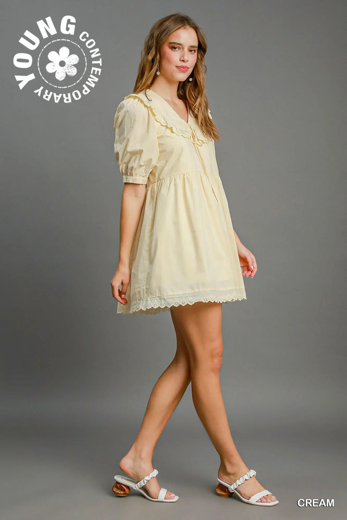 Peter Pan Vintage Babydoll Dress In Butter Cream *preorder*