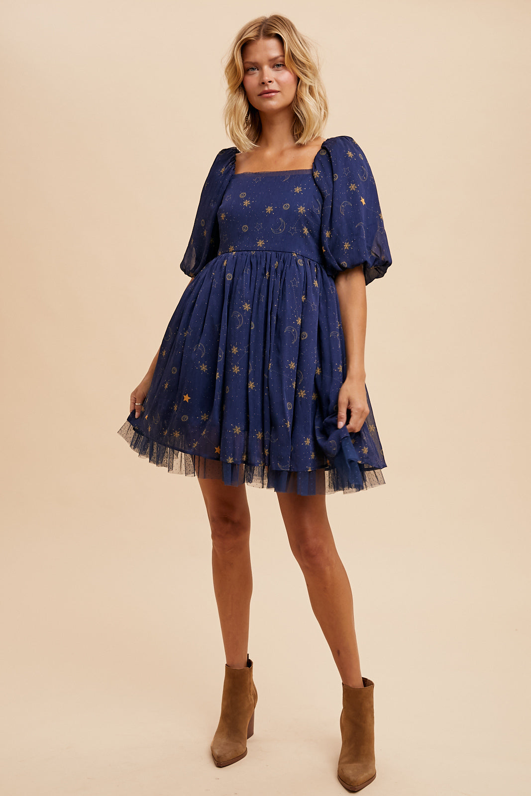 Celestial Dress in Midnight Coquette Sky