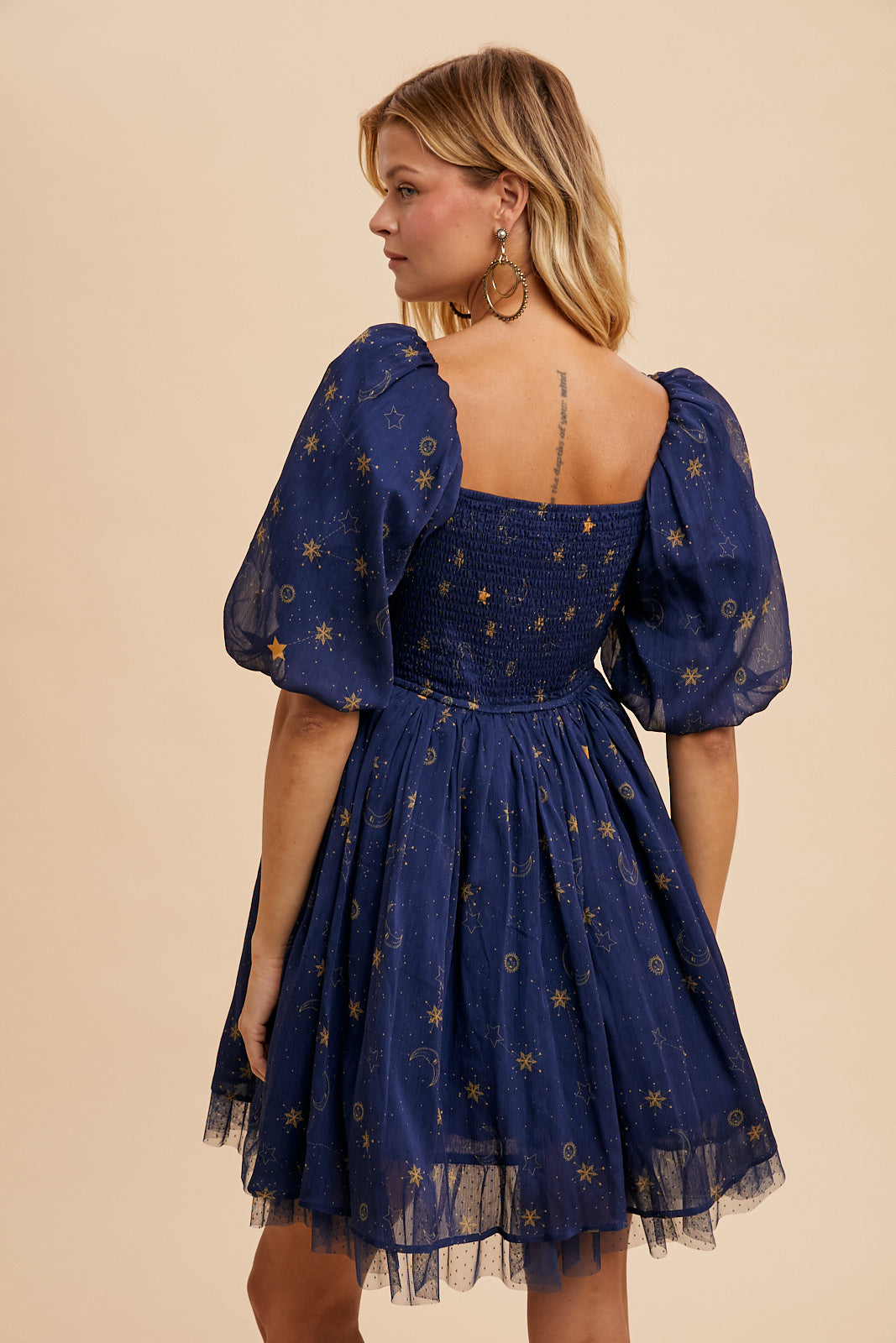 Celestial Dress in Midnight Coquette Sky