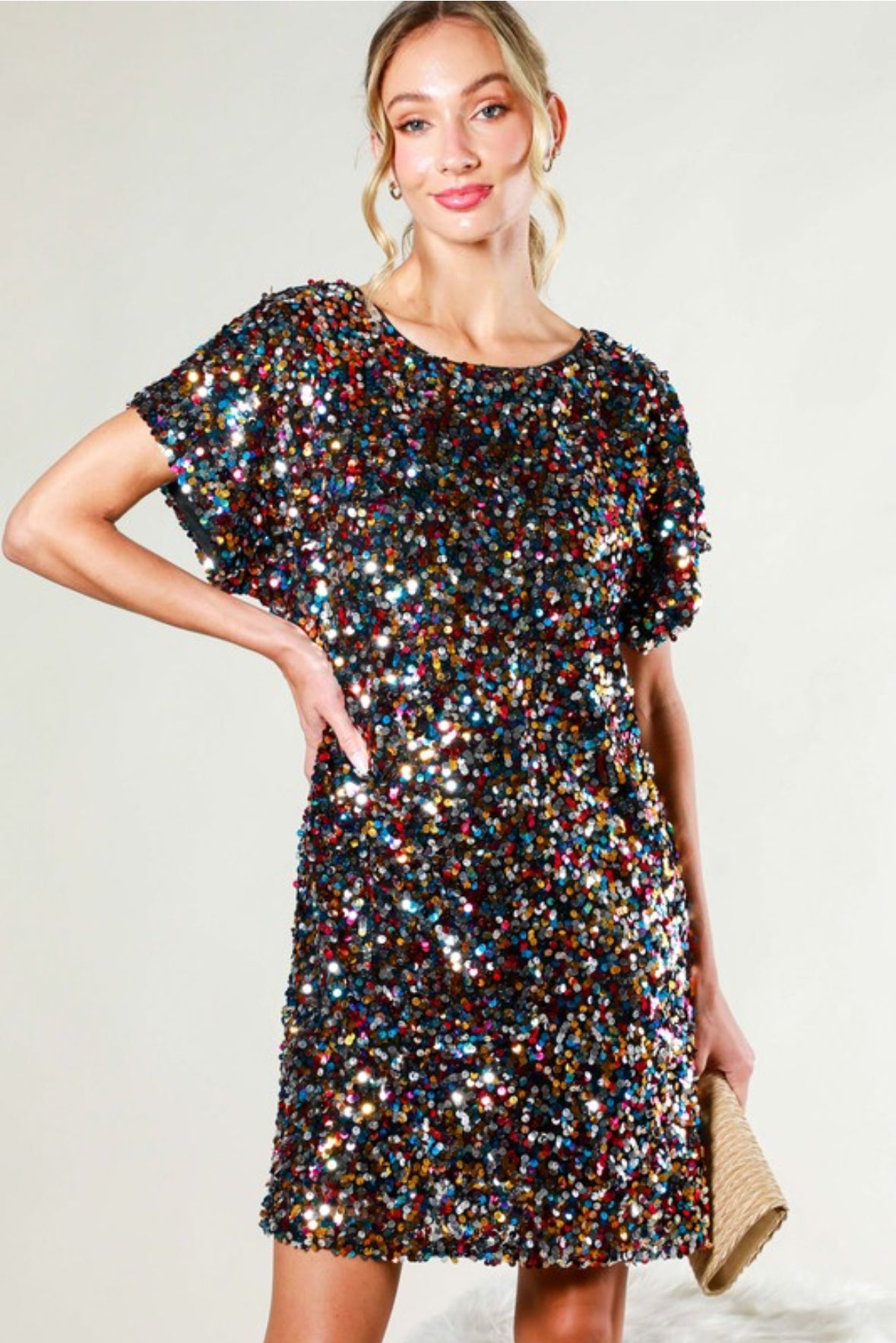 Colorful Sequin Shirt Dress In Swifty Sparkle