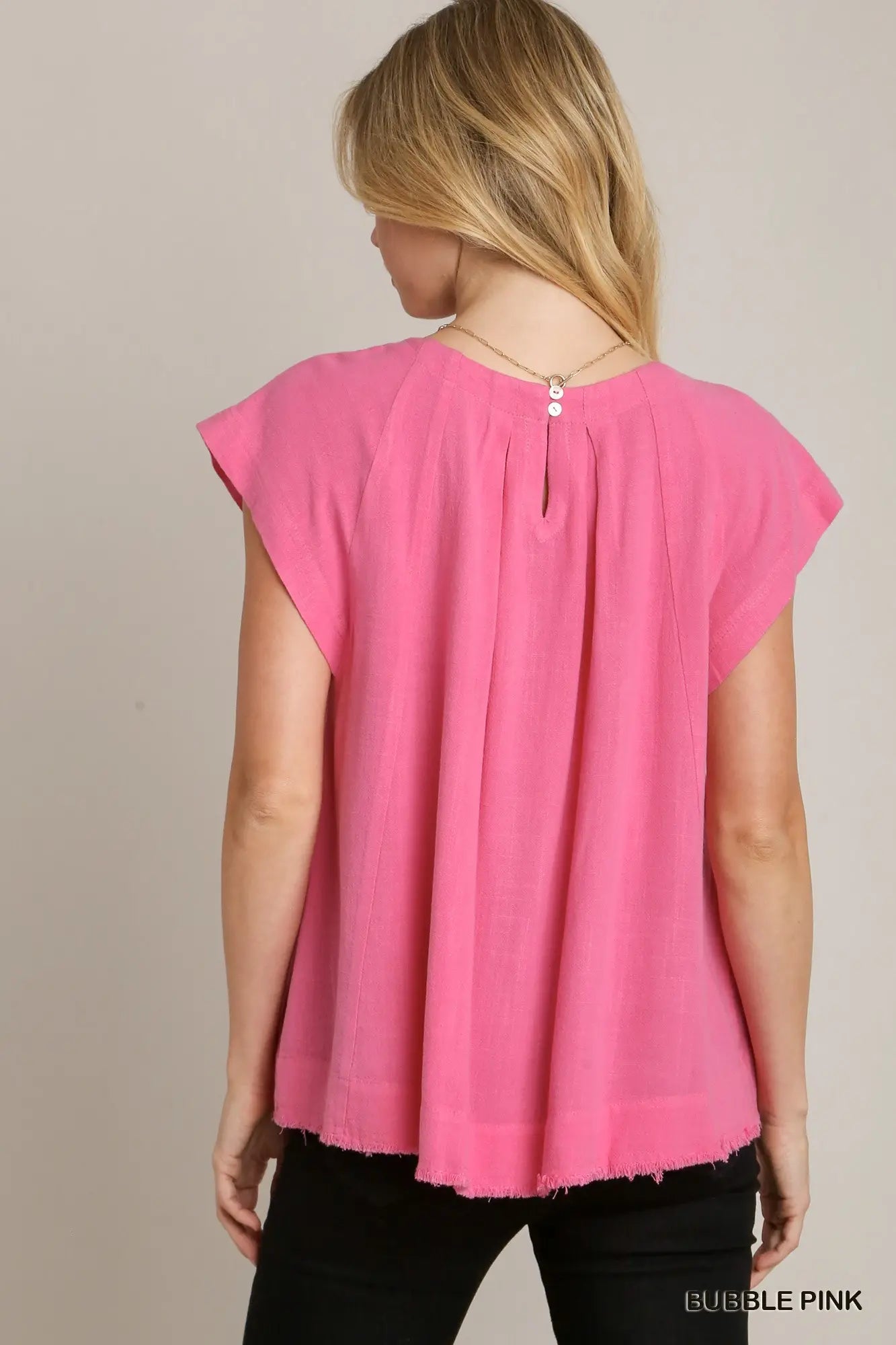 Truly Enchanting Peony Pink Linen Top