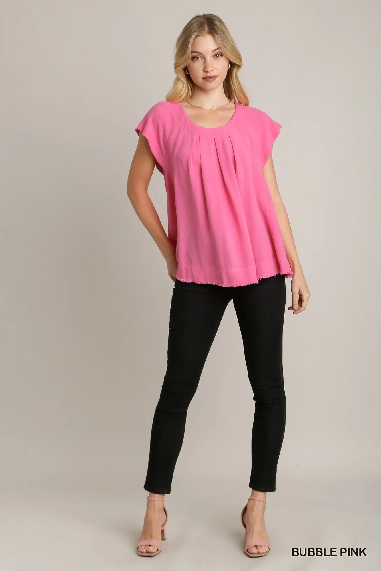 Truly Enchanting Peony Pink Linen Top