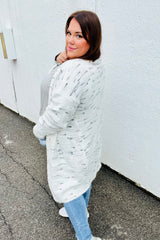 Feeling In Love Ivory/Charcoal Textured Soft Brushed Cardigan