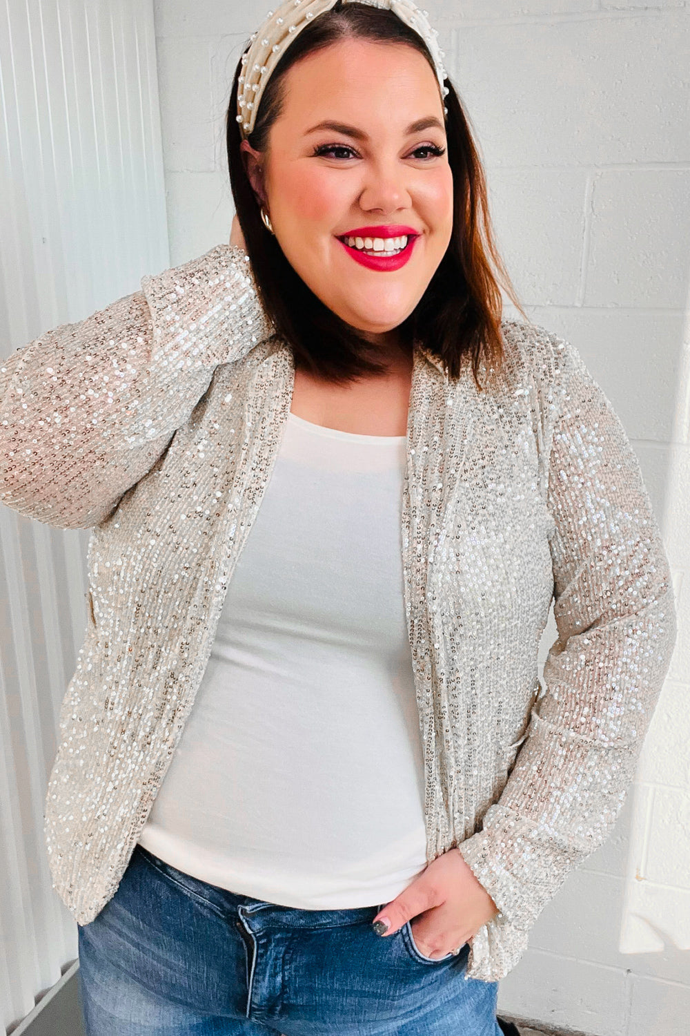 Be Your Own Star Silver Sequin Open Blazer -SALE- (SIZE 3XL LEFT)