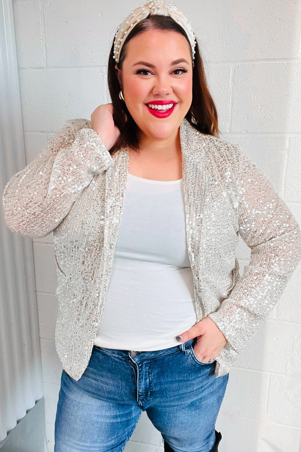 Be Your Own Star Silver Sequin Open Blazer -SALE- (SIZE 3XL LEFT)