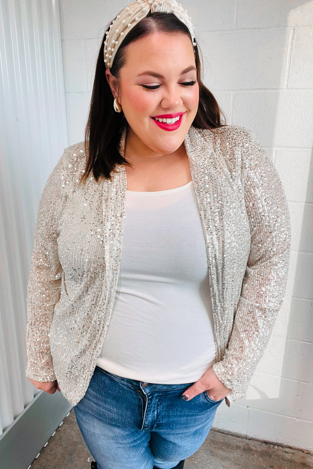 Be Your Own Star Silver Sequin Open Blazer -SALE- (SIZE 3XL LEFT)