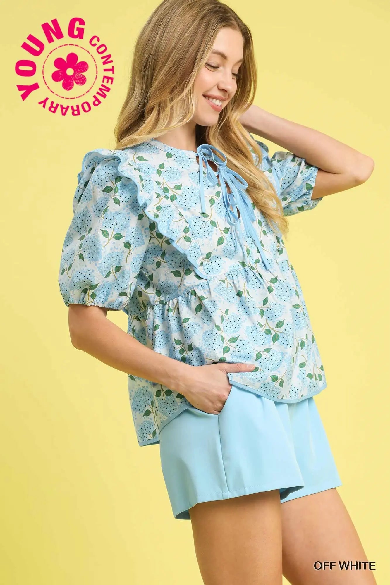 Hydrangea Daydream Cotton Babydoll Blouse *PREORDER*