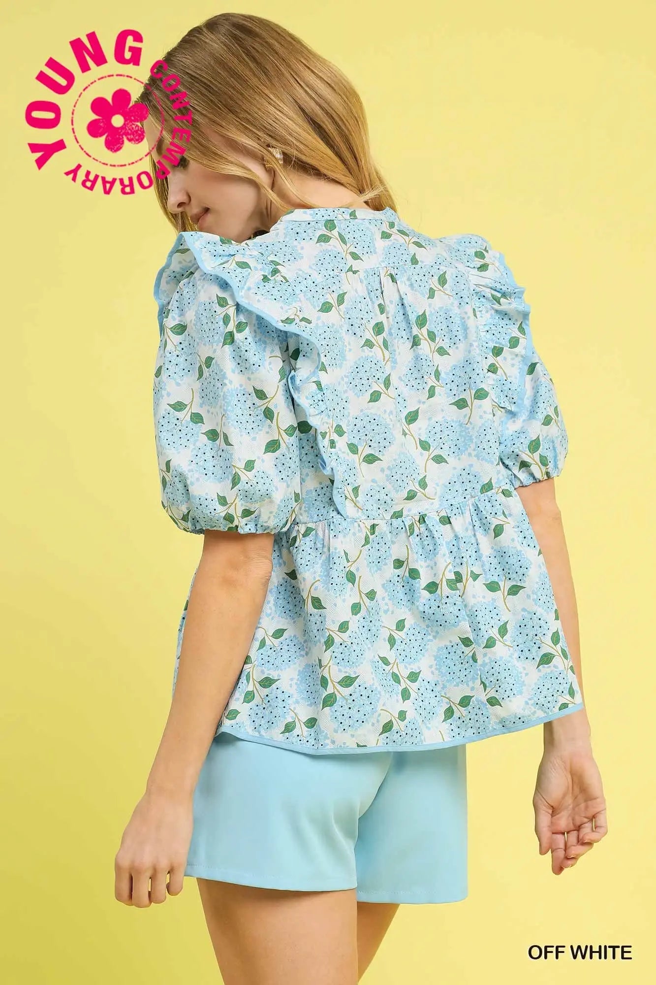 Hydrangea Daydream Cotton Babydoll Blouse *PREORDER*