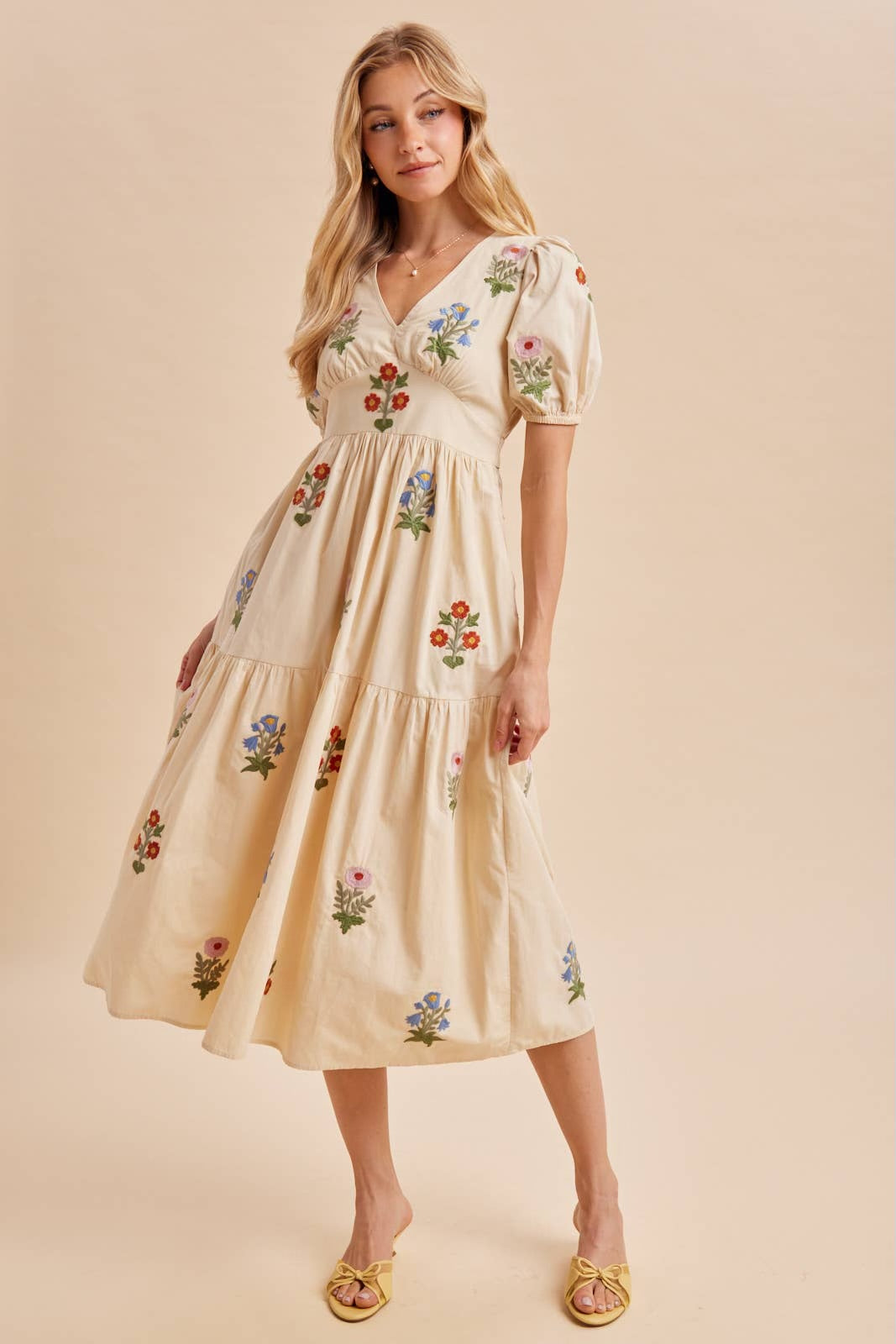 Garden Floral Embroidery 100 Cotton Dress