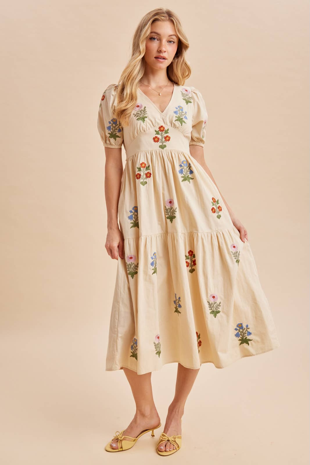 Garden Floral Embroidery 100 Cotton Dress