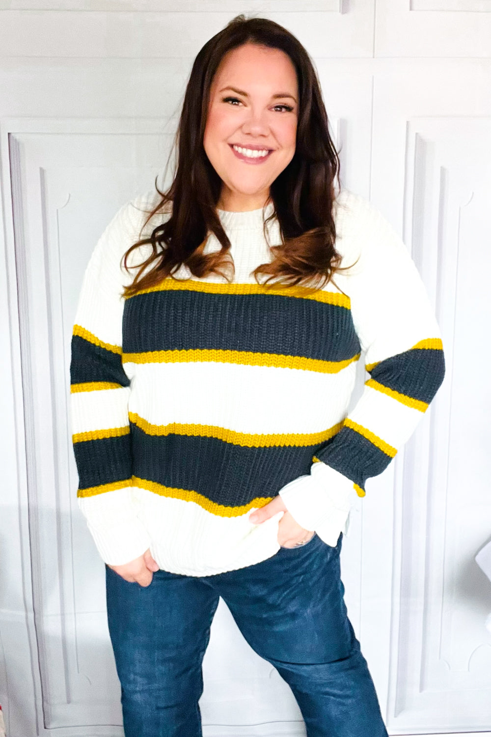 Oregon Ducks Stripe Oversize Knit Sweater