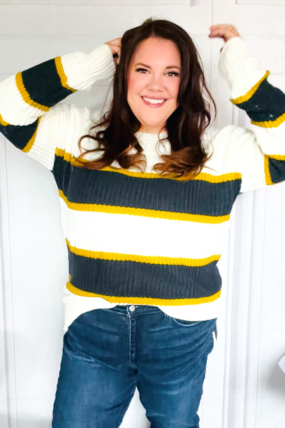 Oregon Ducks Stripe Oversize Knit Sweater