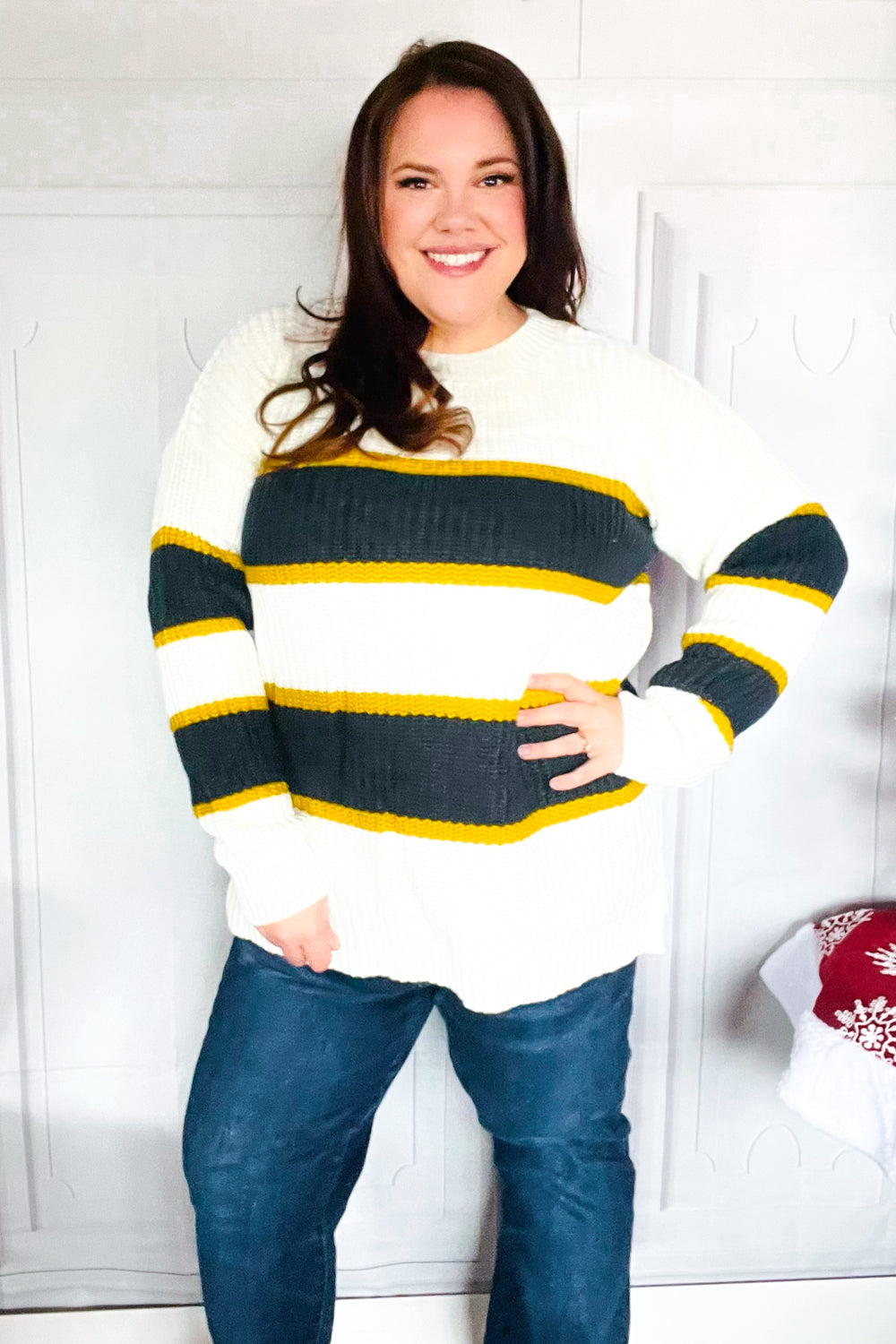 Oregon Ducks Stripe Oversize Knit Sweater