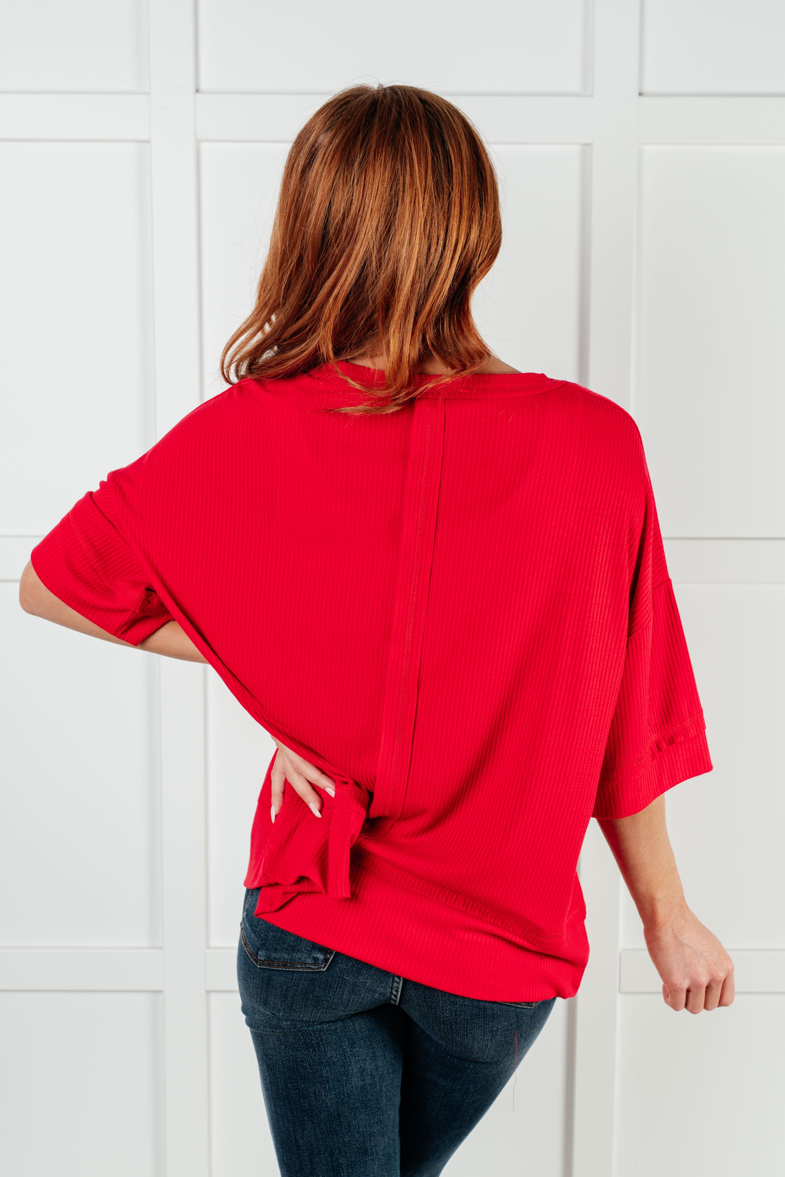 Lover’s Lane Ribbed Top in Red