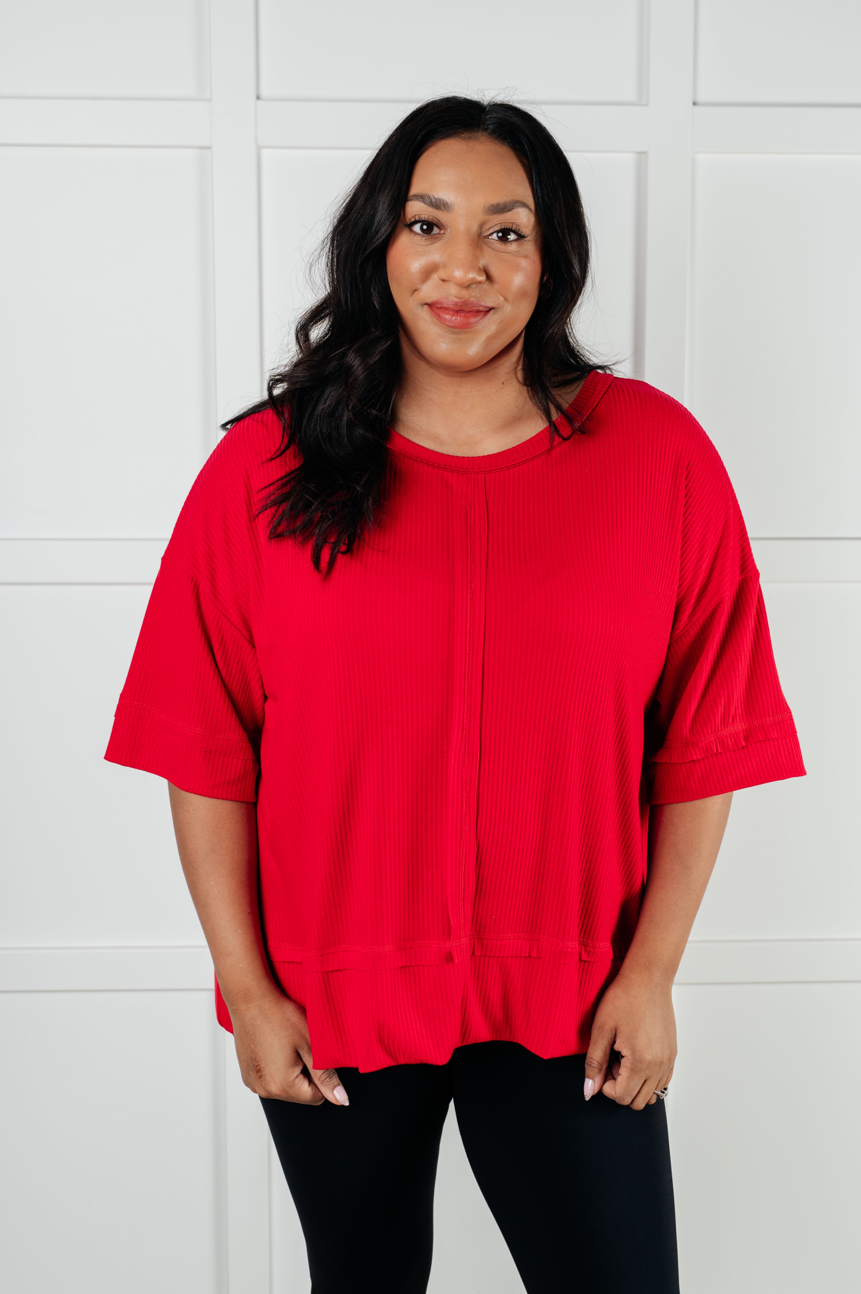 Lover’s Lane Ribbed Top in Red