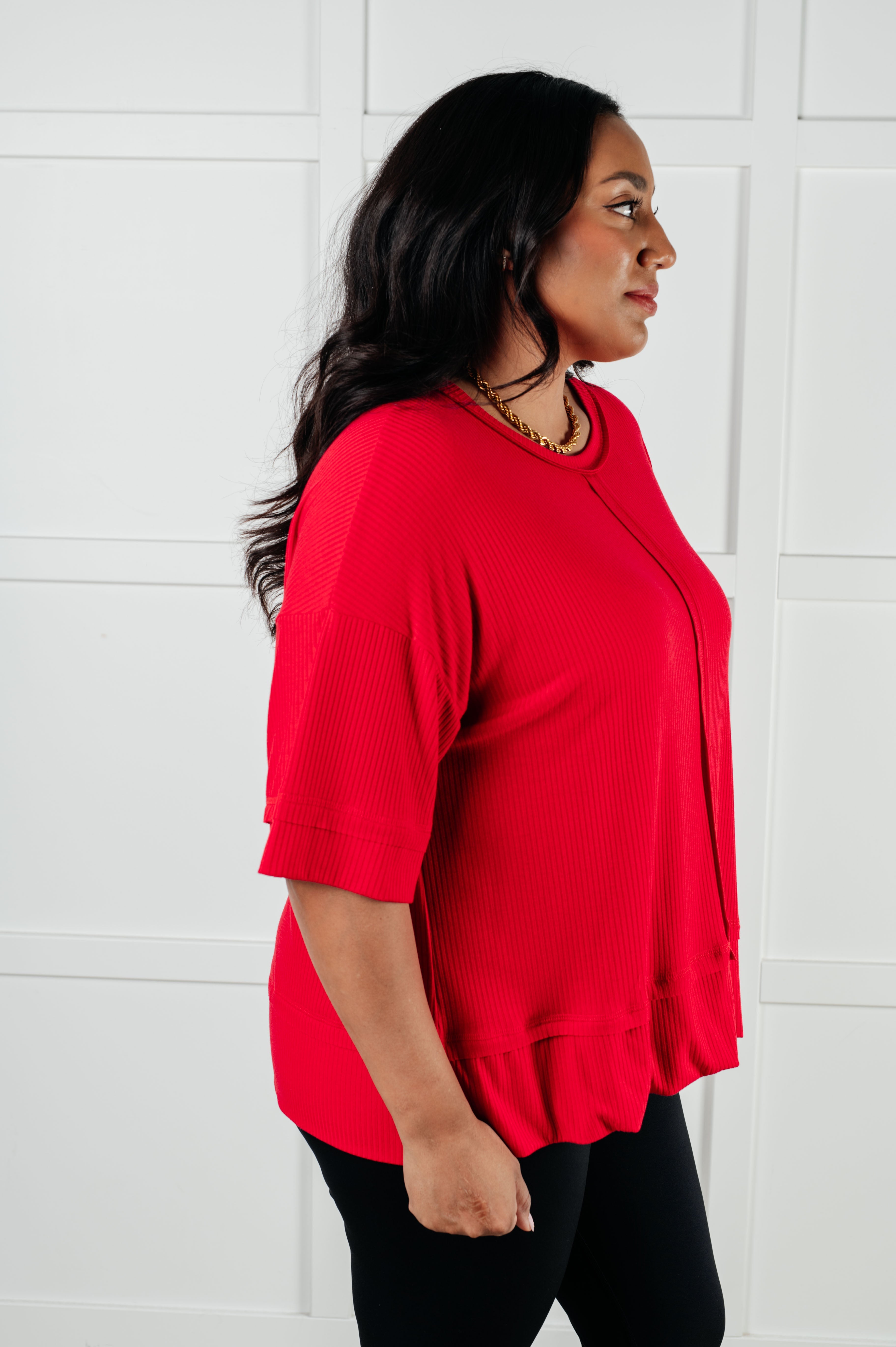 Lover’s Lane Ribbed Top in Red