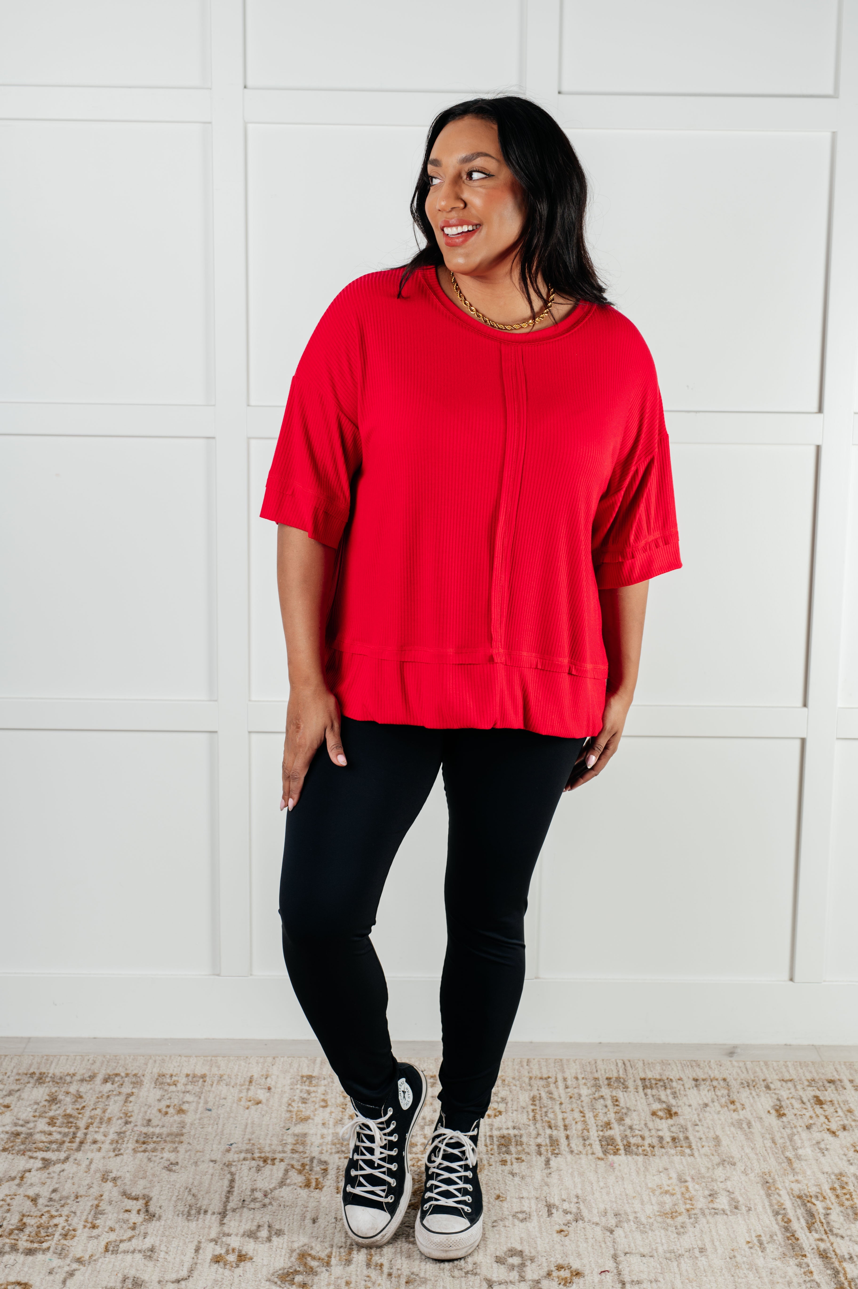 Lover’s Lane Ribbed Top in Red