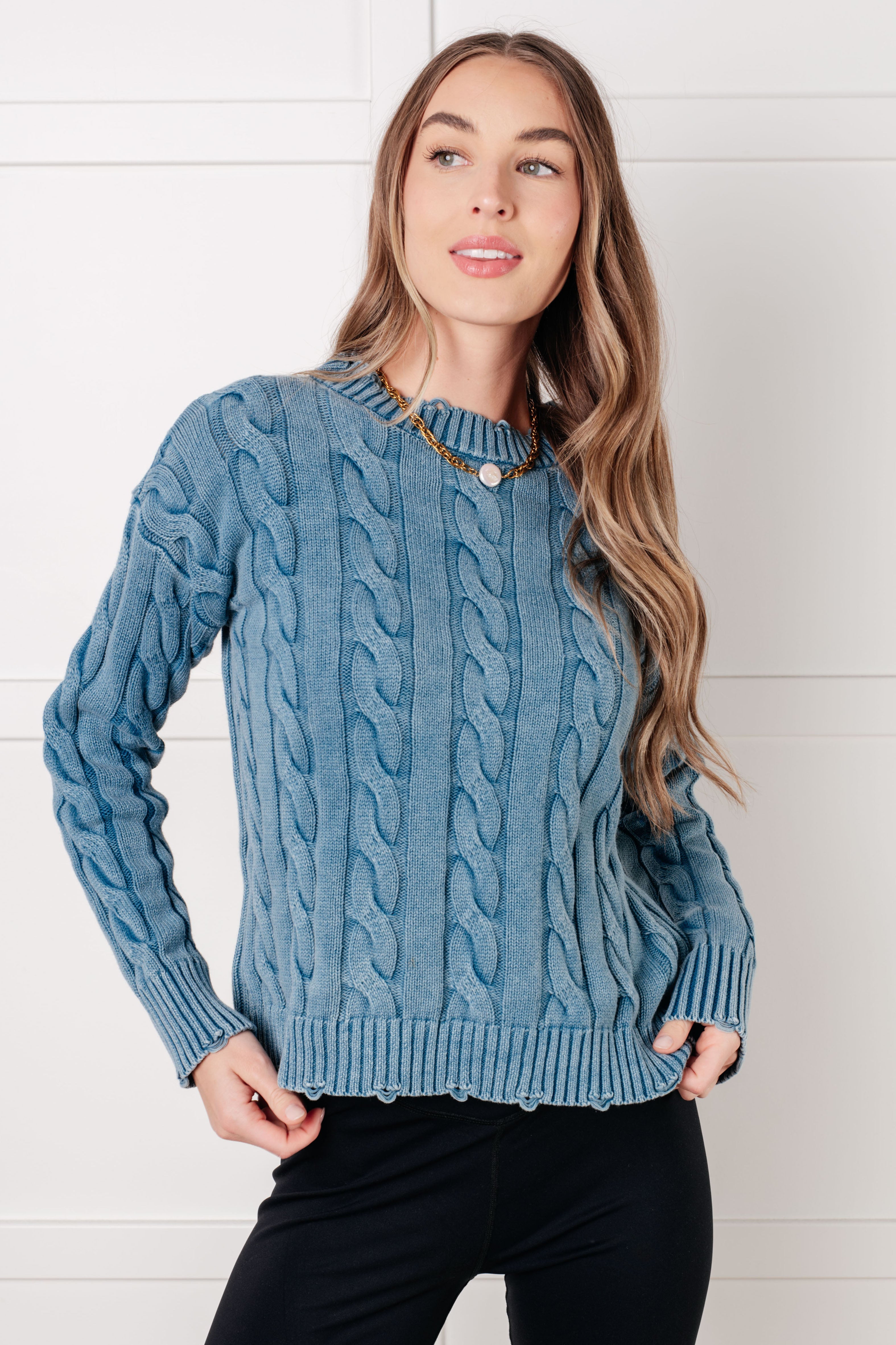 Blue Ocean Cable Knit Sweater