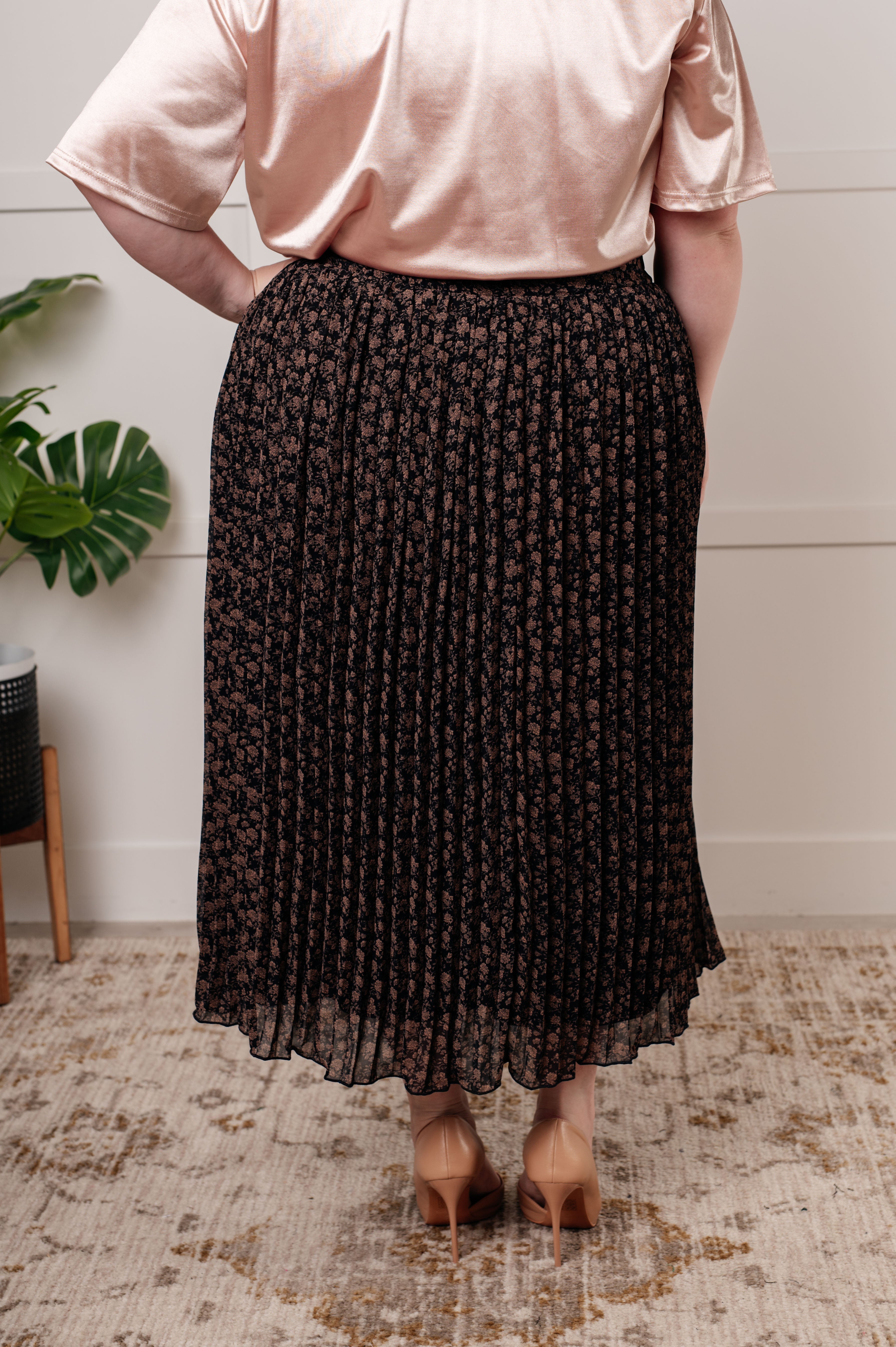 Chiffon Floral Print Pleated Skirt