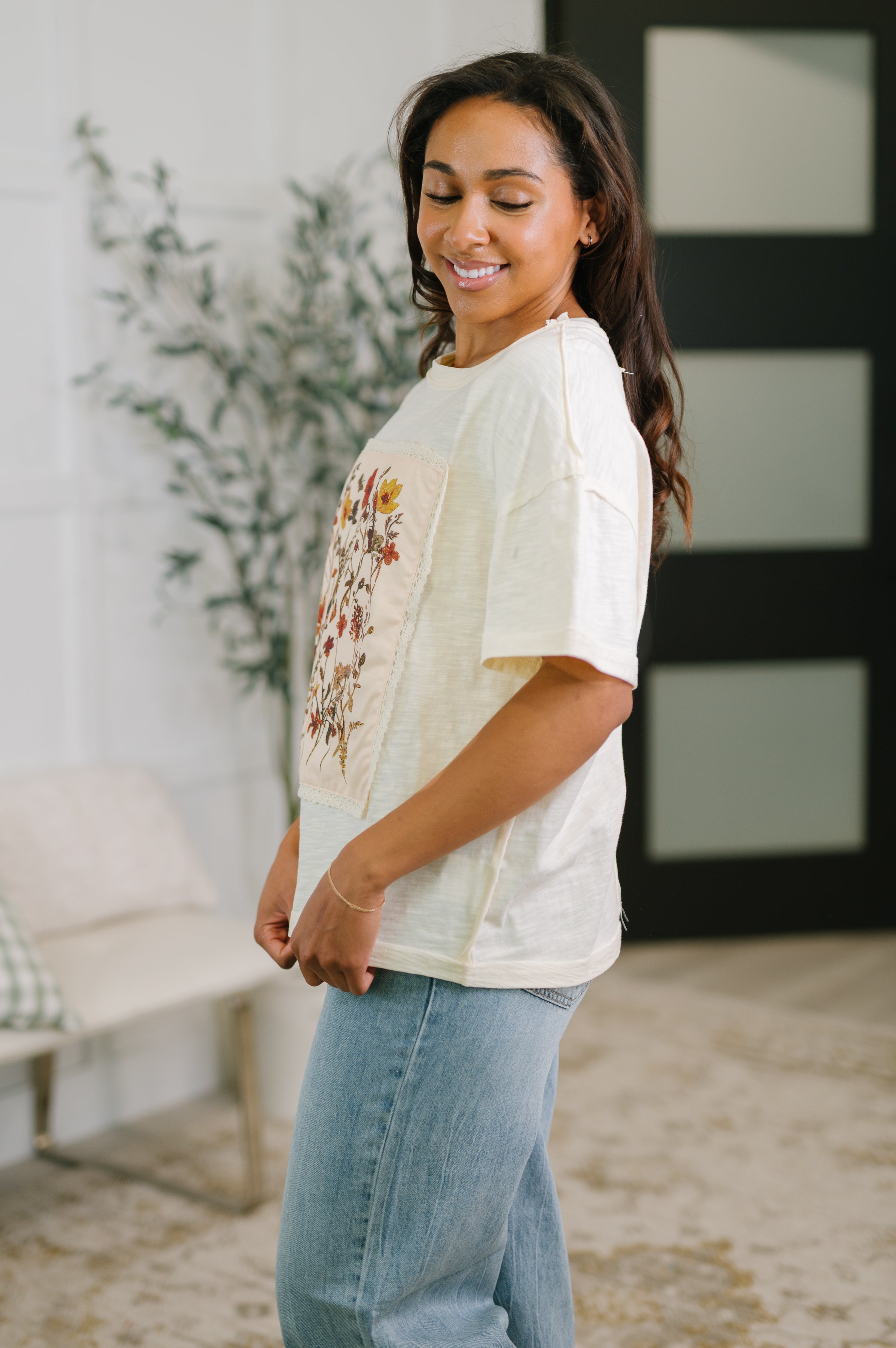 Wildflowers Applique Cotton Top