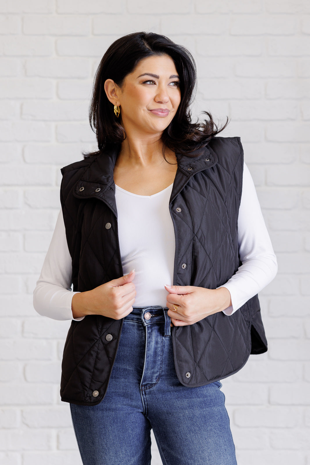 Quilted Puffer Vest in Noir