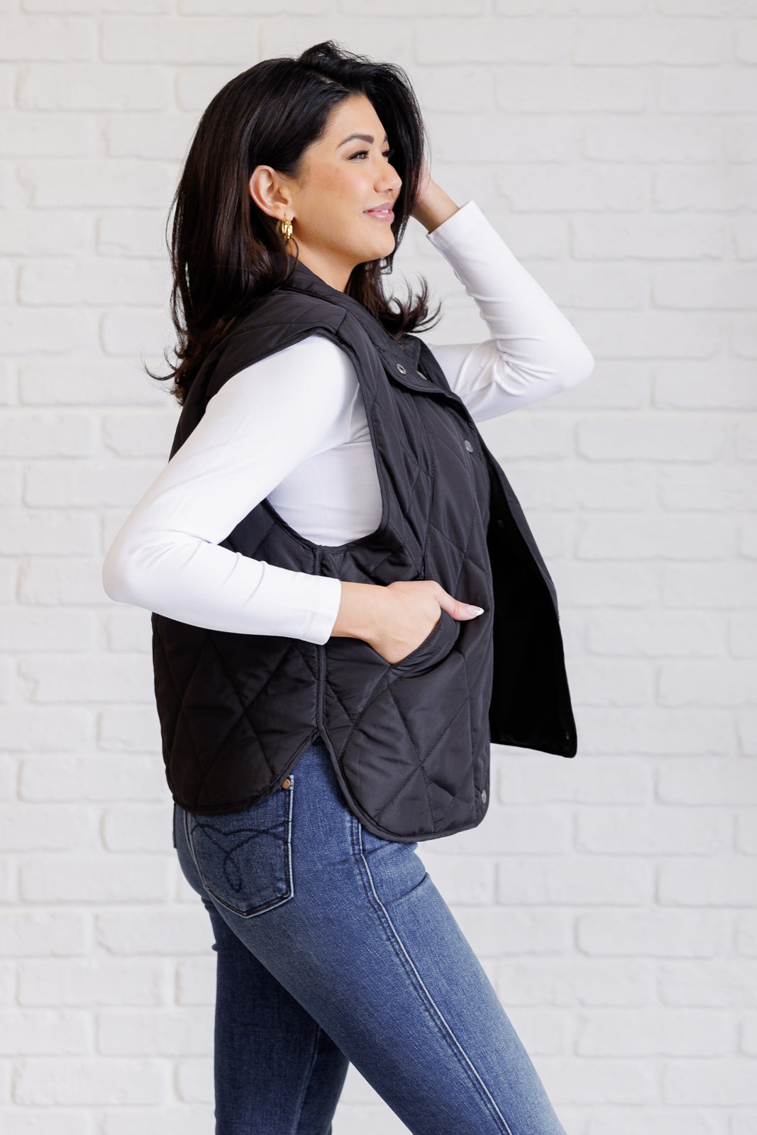 Quilted Puffer Vest in Noir