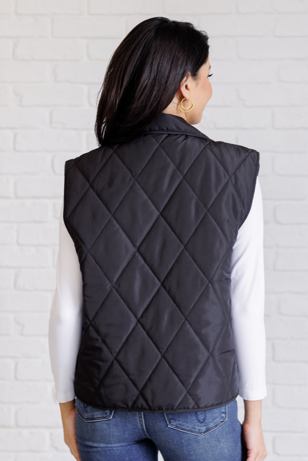 Quilted Puffer Vest in Noir