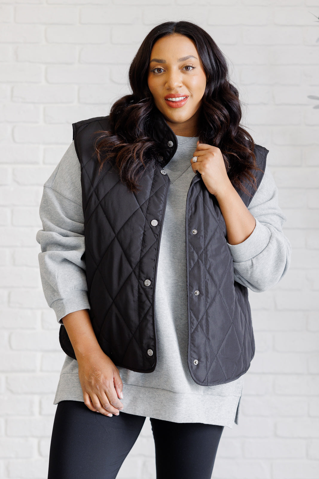 Quilted Puffer Vest in Noir