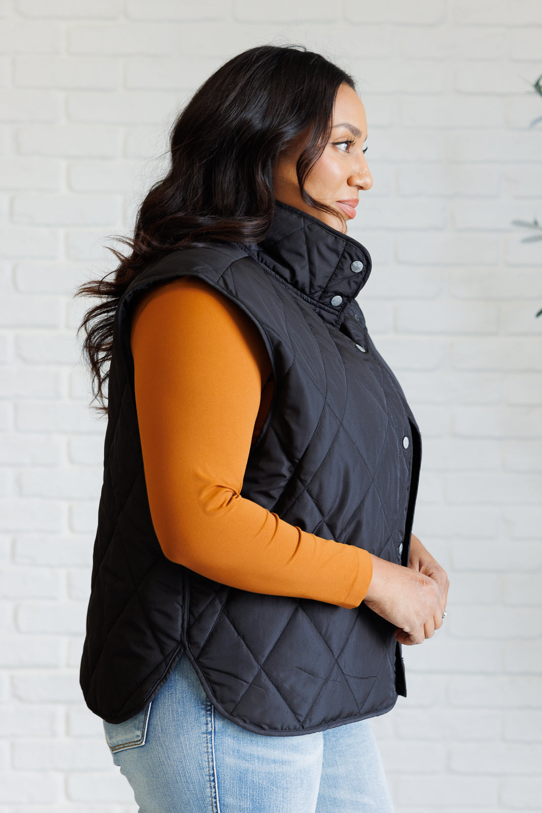 Quilted Puffer Vest in Noir