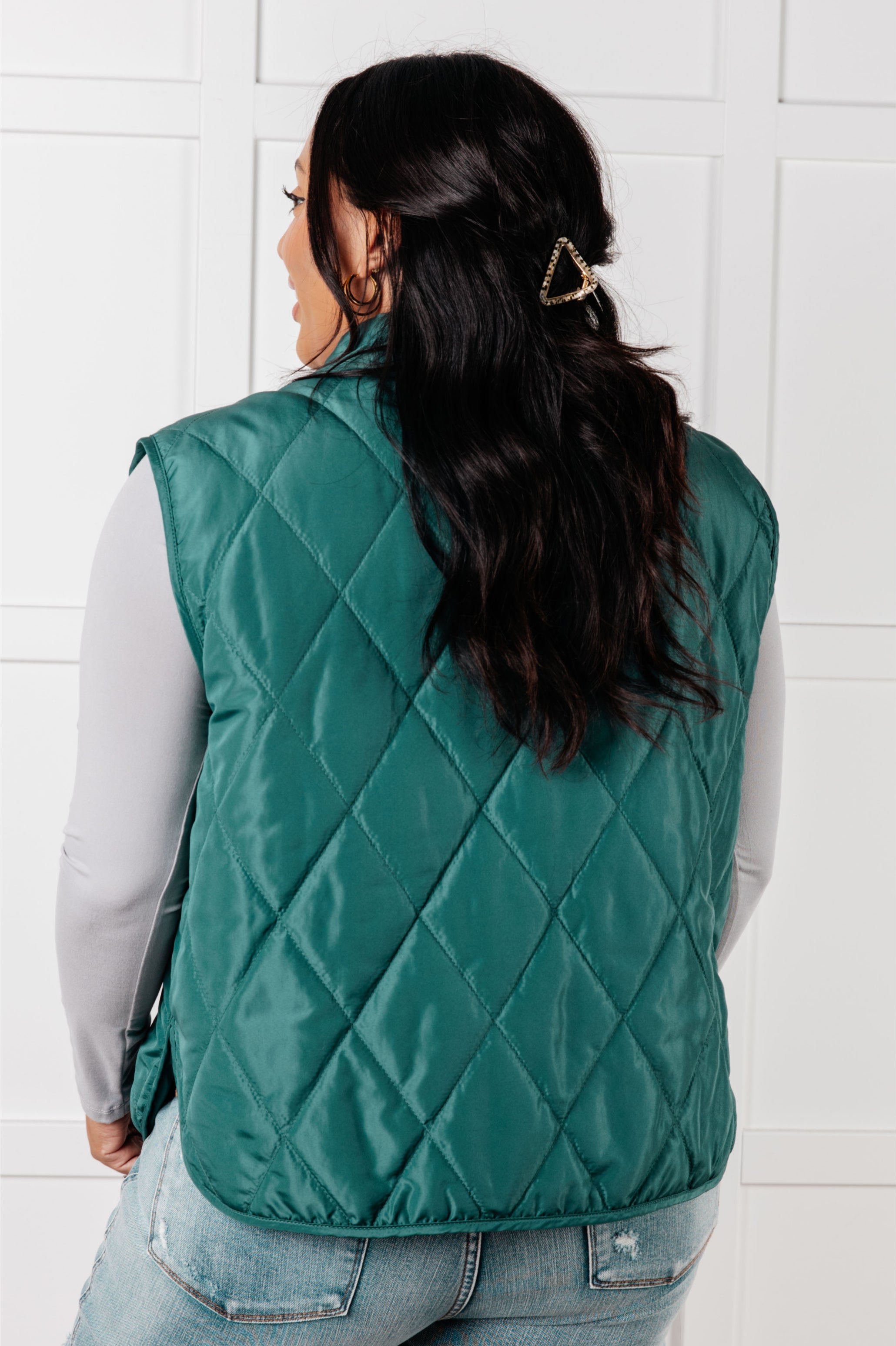 Quilted Puffer Vest in Evergreen Elegance