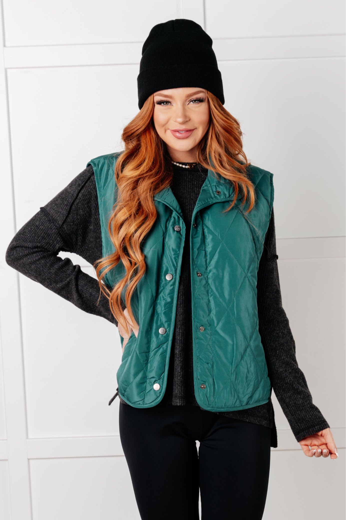 Quilted Puffer Vest in Evergreen Elegance