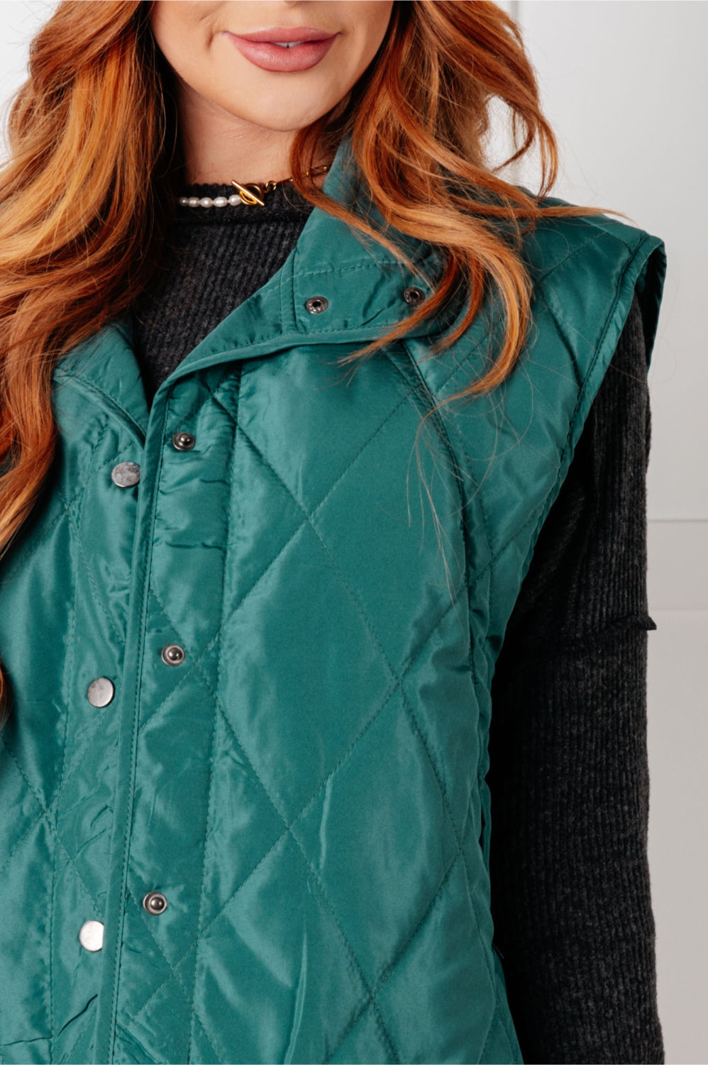 Quilted Puffer Vest in Evergreen Elegance