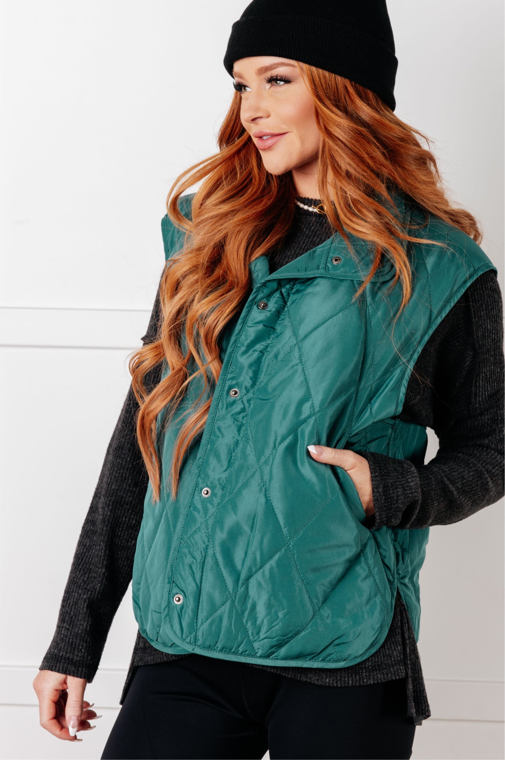 Quilted Puffer Vest in Evergreen Elegance