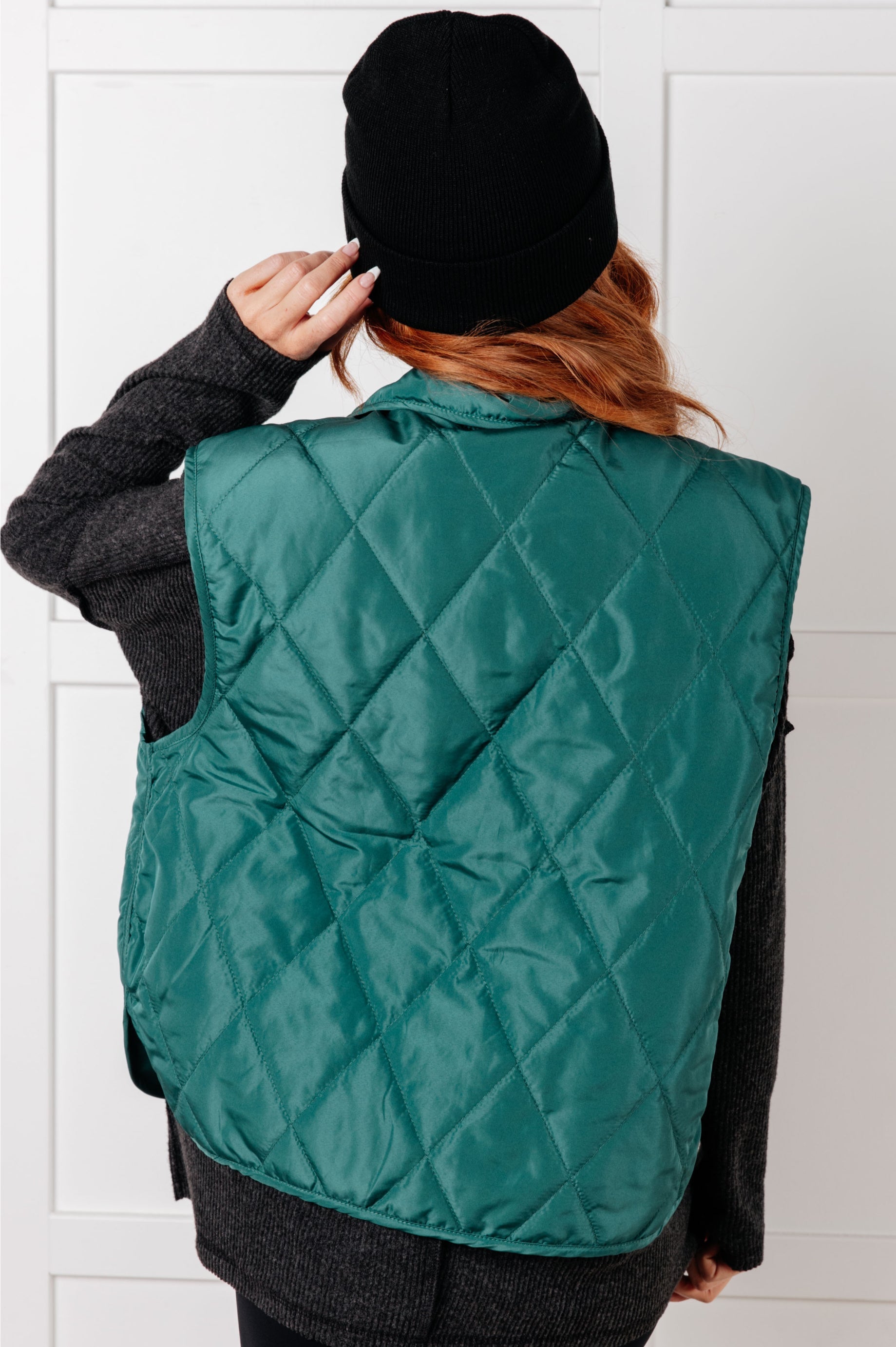 Quilted Puffer Vest in Evergreen Elegance